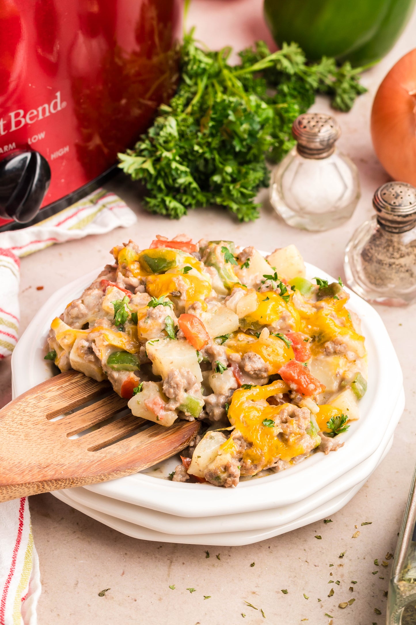 Crock Pot Cheesesteak Potato Casserole - Exclusive