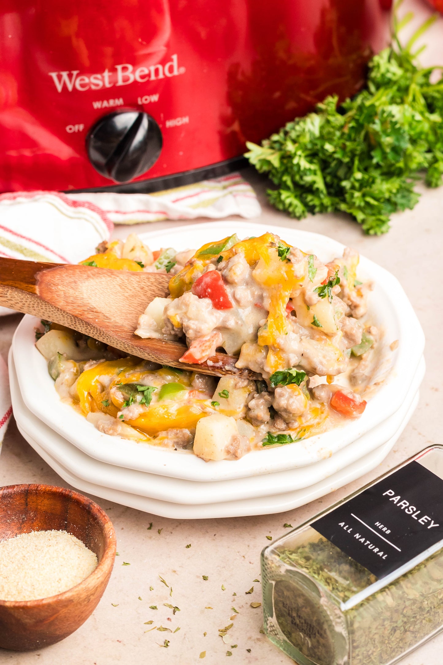 Crock Pot Cheesesteak Potato Casserole - Exclusive