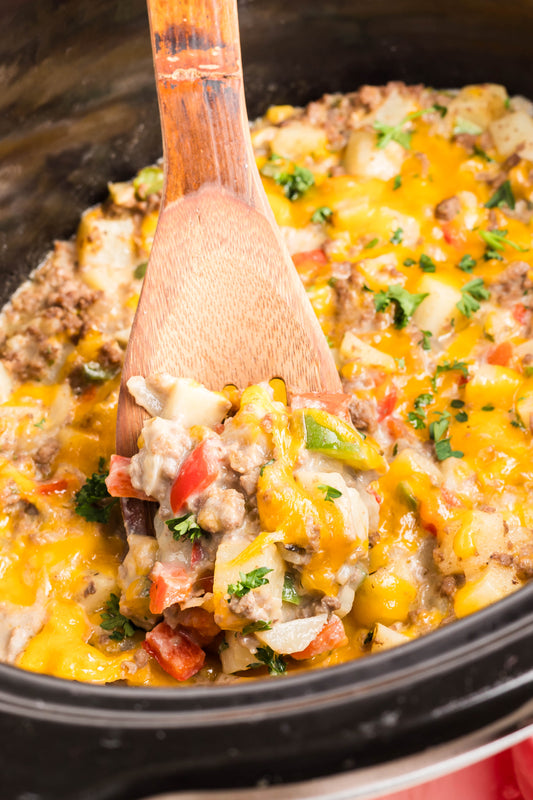 Crock Pot Cheesesteak Potato Casserole - Exclusive