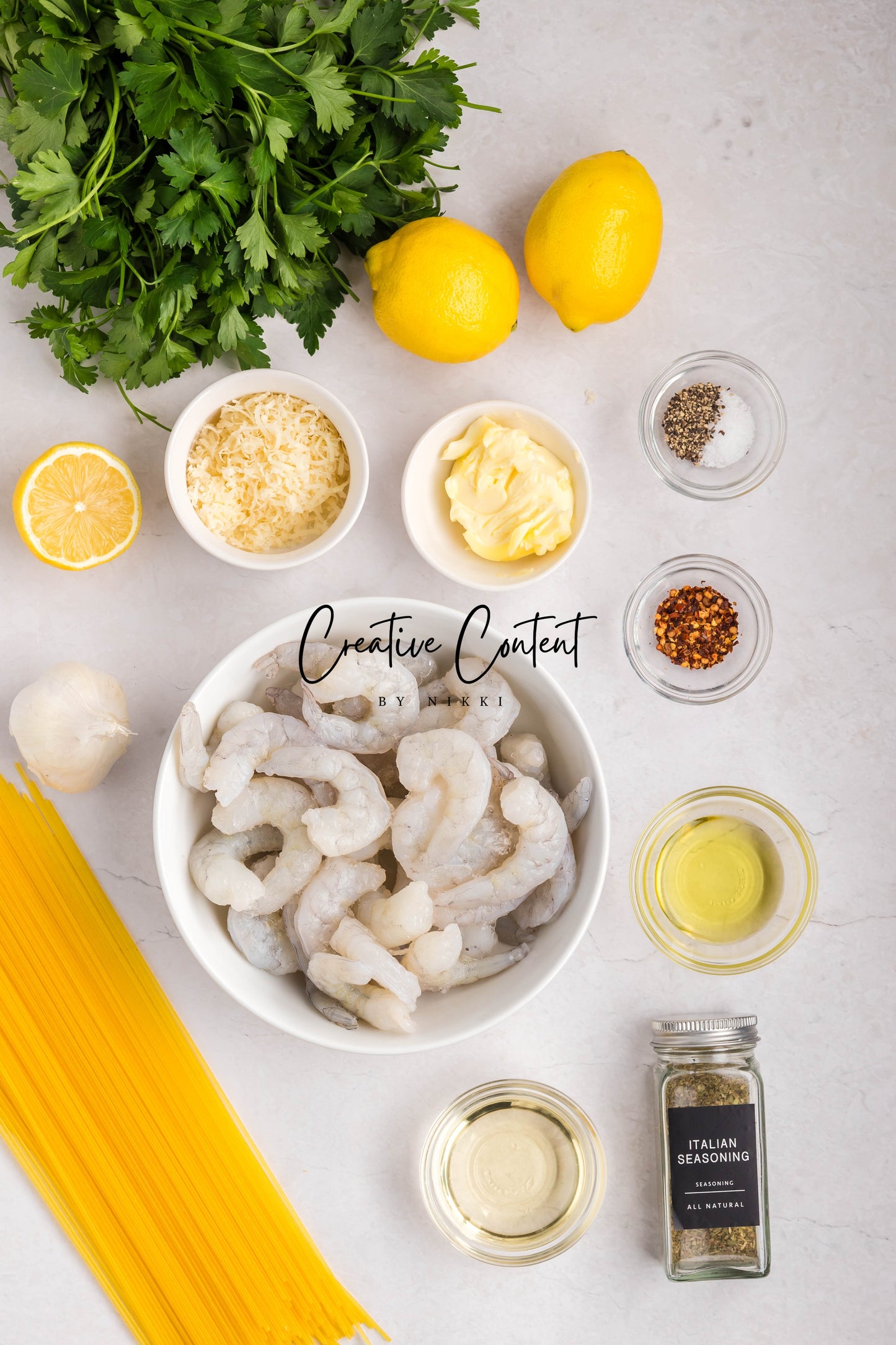 Garlic Butter Noodles With Shrimp - Set 1 of 2