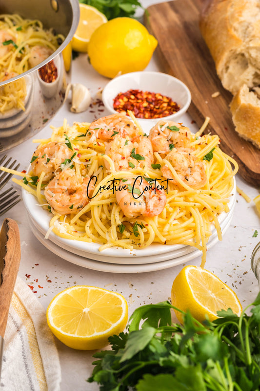 Garlic Butter Noodles With Shrimp  -  Set 1 of 2