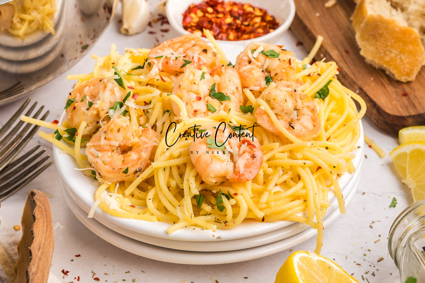 Garlic Butter Noodles With Shrimp - Set 1 of 2