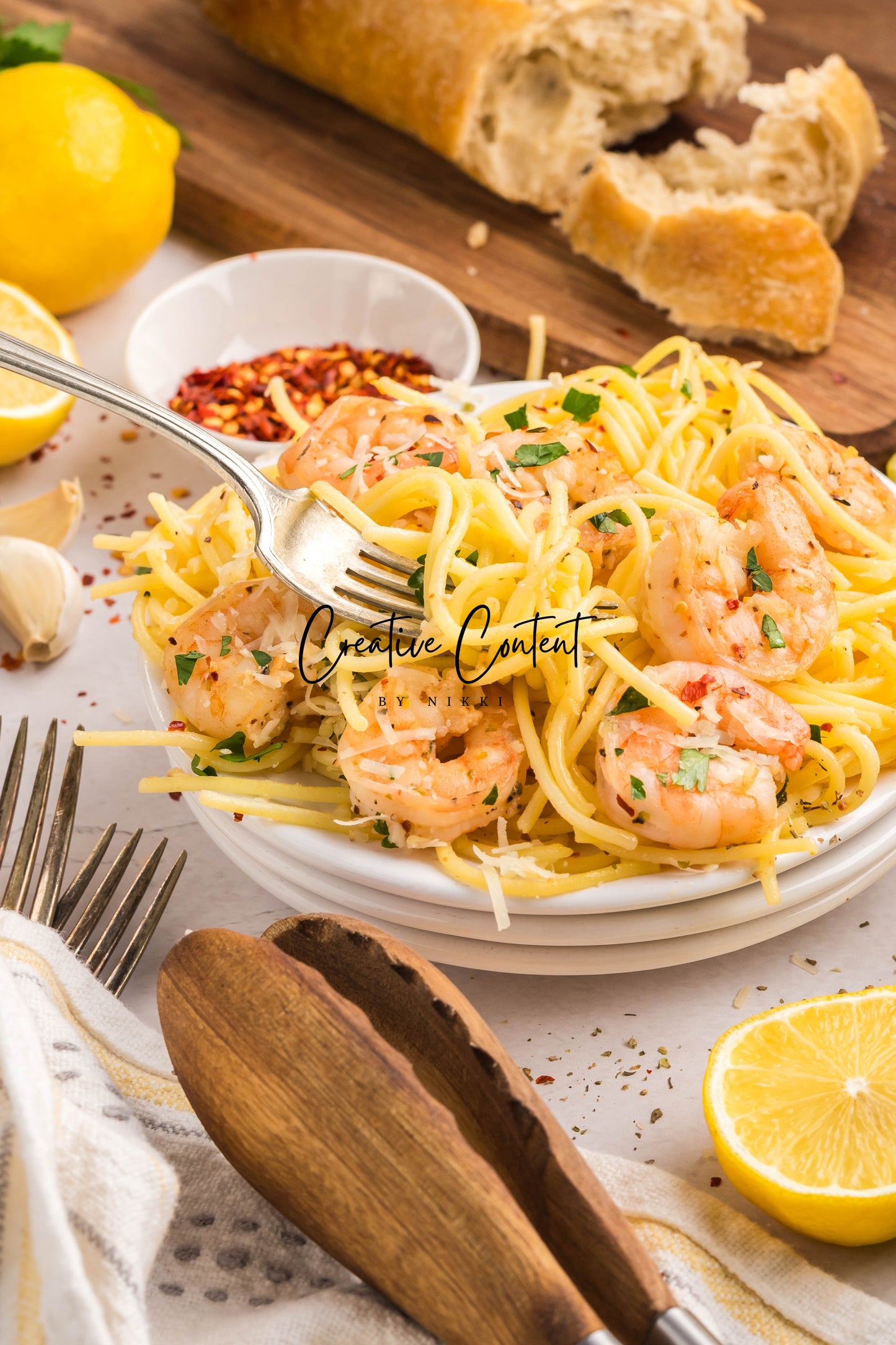 Garlic Butter Noodles With Shrimp - Set 1 of 2
