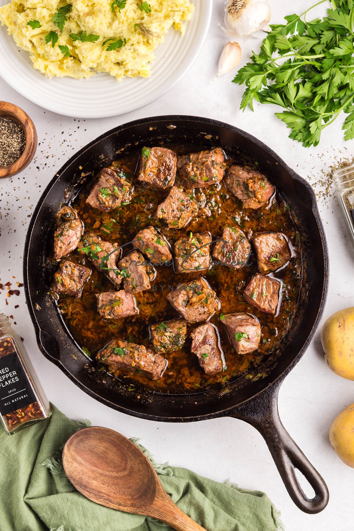 Cowboy Garlic Buttered Steak Bites + Roasted Garlic Mashed Potatoes -  Exclusive