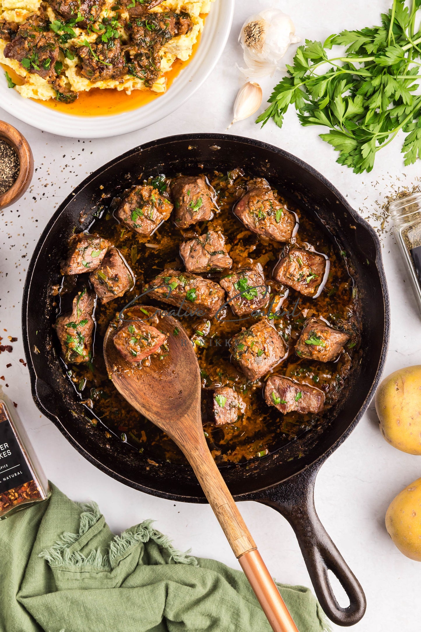 Cowboy Garlic Buttered Steak Bites + Roasted Garlic Mashed Potatoes -  Exclusive