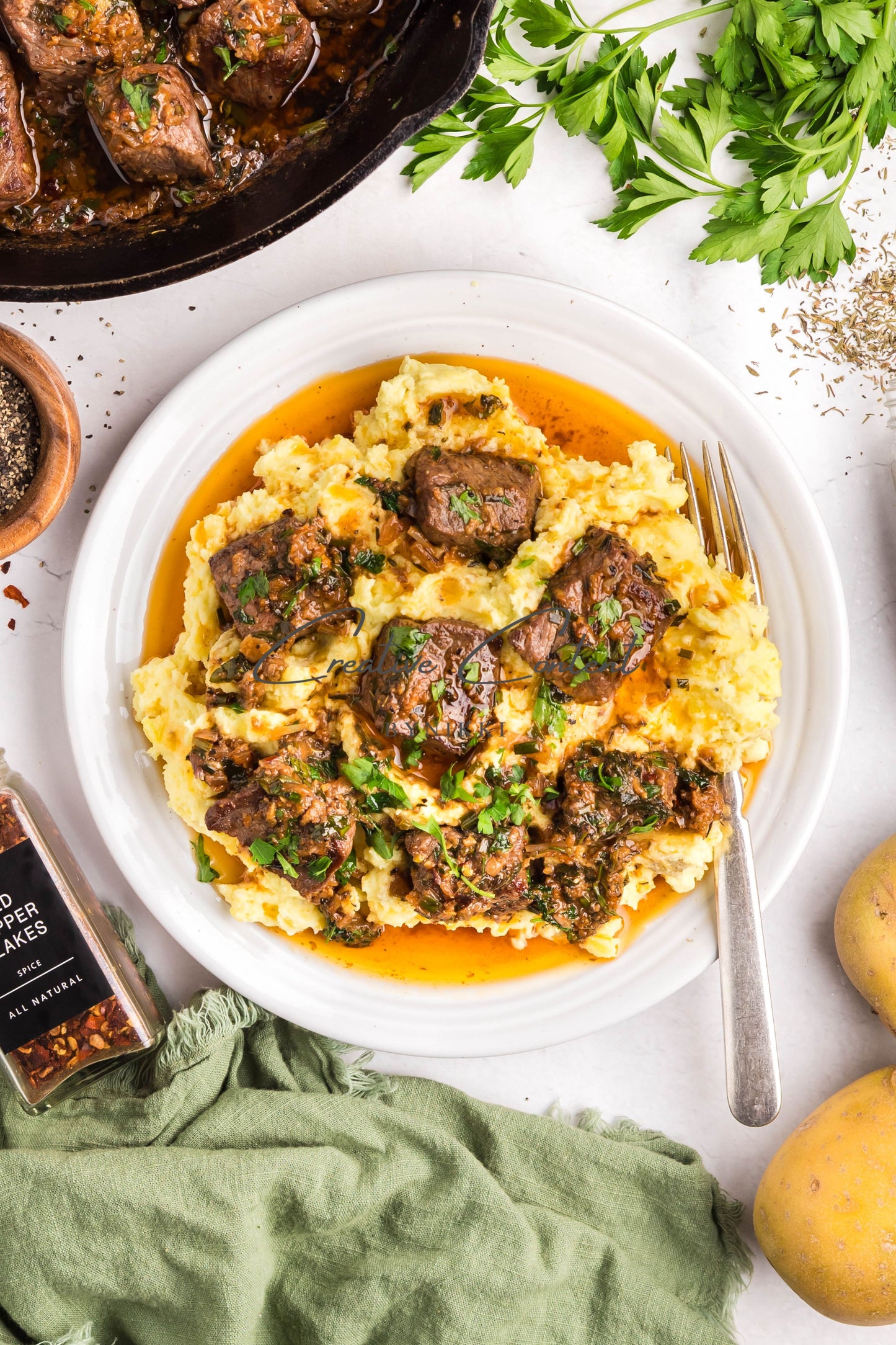 Cowboy Garlic Buttered Steak Bites + Roasted Garlic Mashed Potatoes -  Exclusive