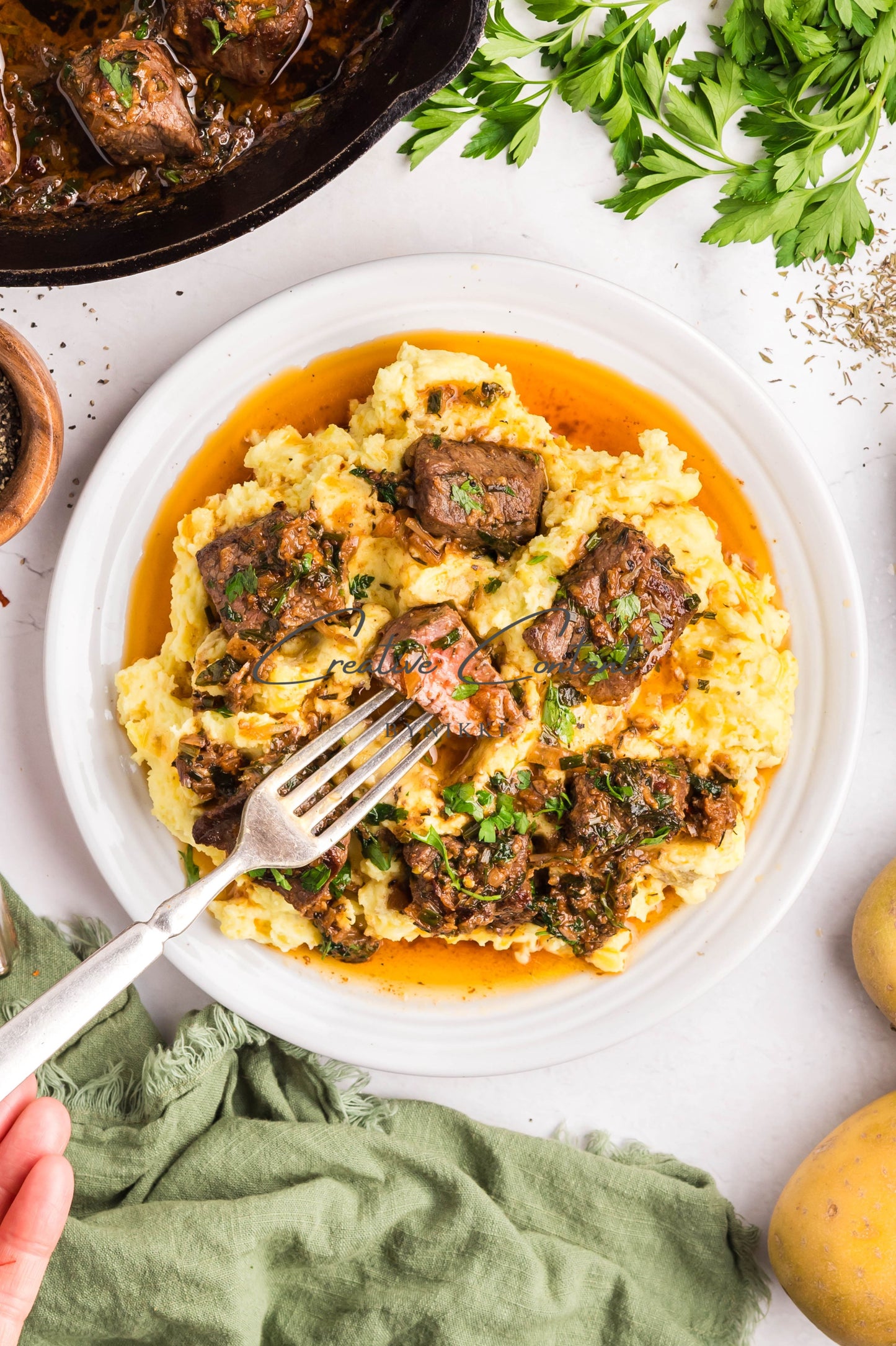 Cowboy Garlic Buttered Steak Bites + Roasted Garlic Mashed Potatoes -  Exclusive
