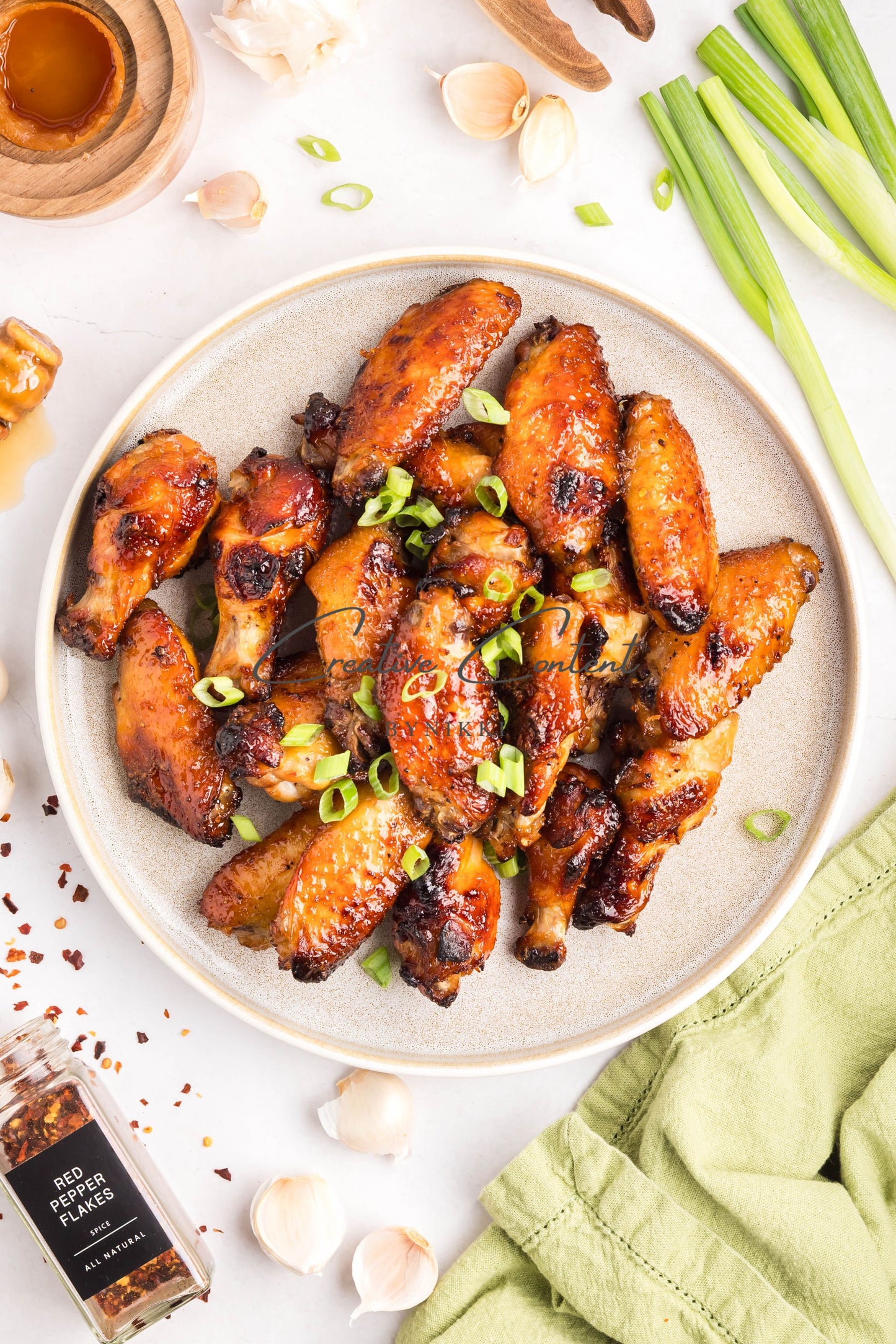 Honey Garlic Chicken Wings - Set 1 of 2 (green onions)