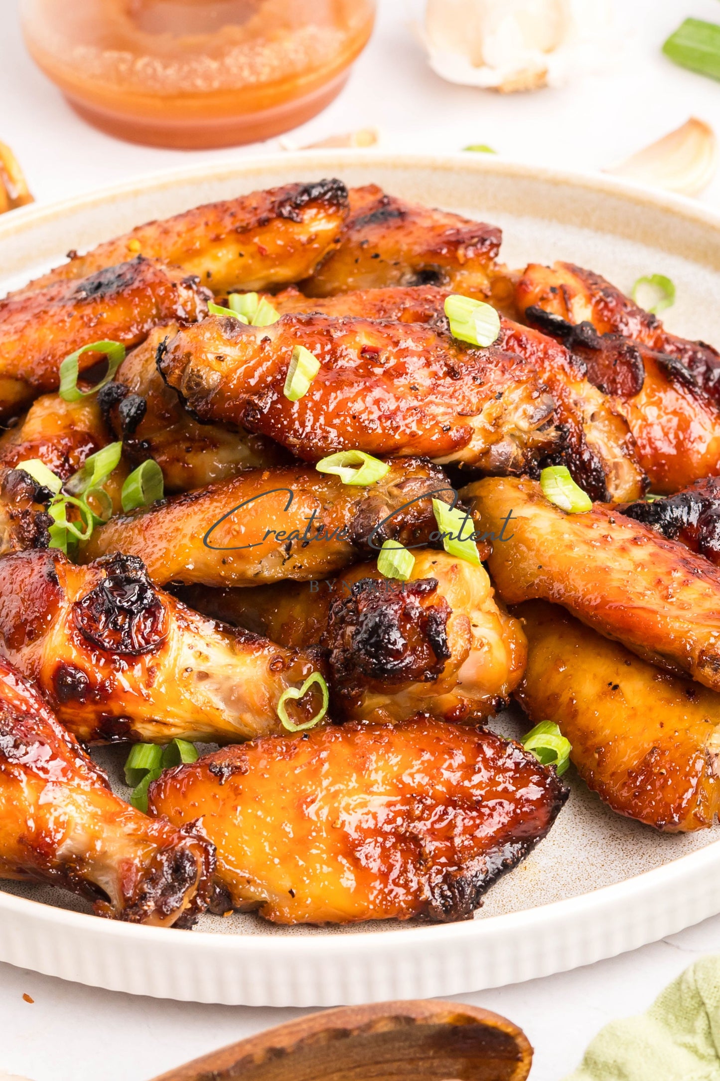 Honey Garlic Chicken Wings - Set 1 of 2 (green onions)