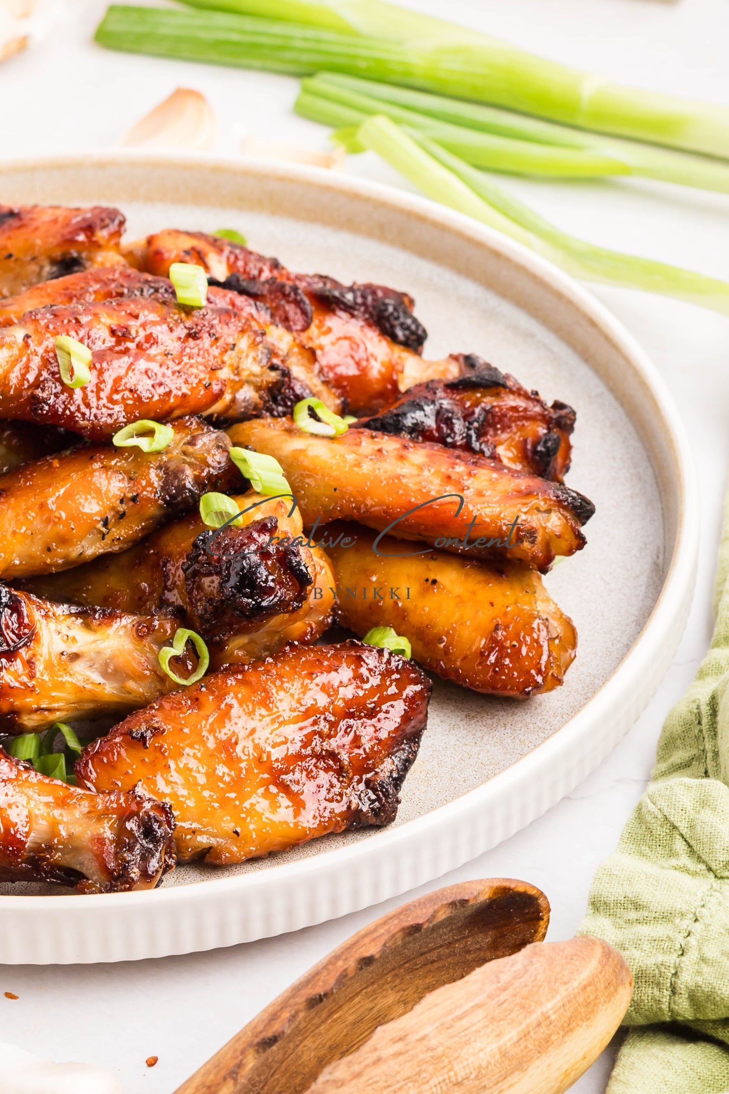 Honey Garlic Chicken Wings - Set 1 of 2 (green onions)