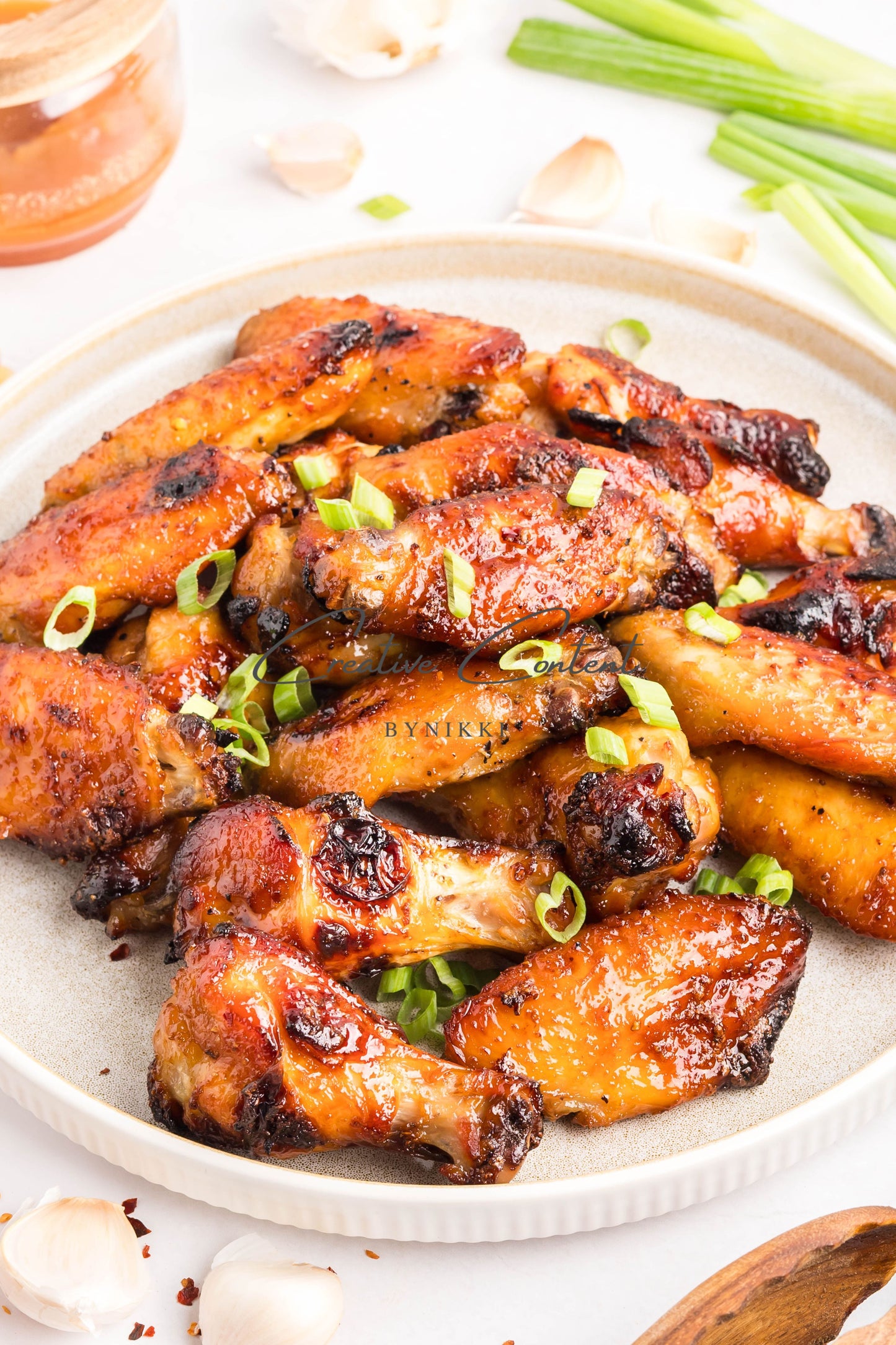Honey Garlic Chicken Wings - Set 1 of 2 (green onions)