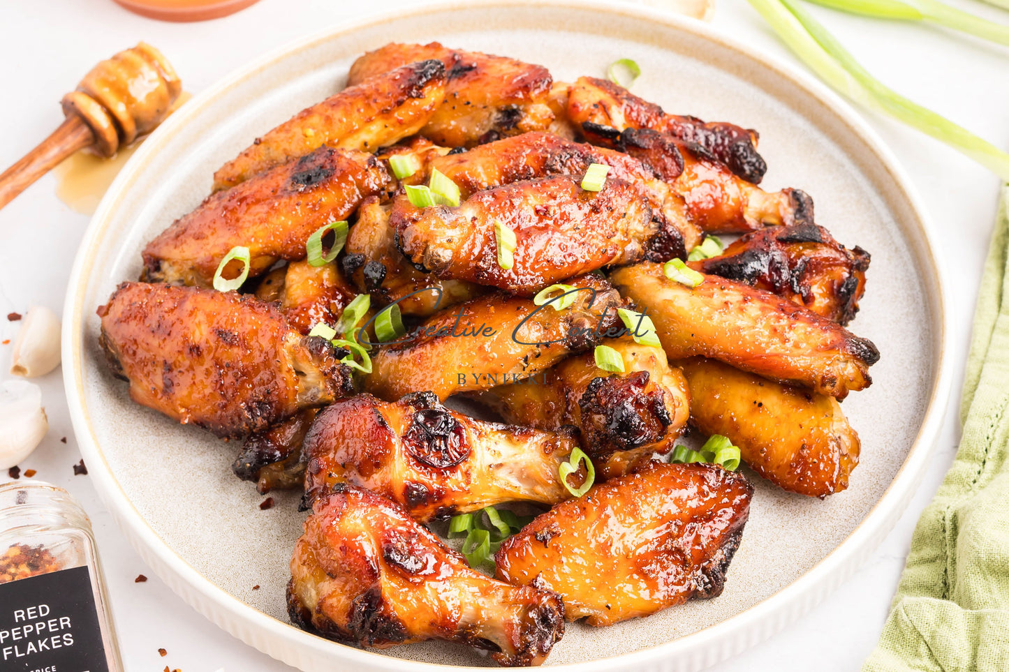Honey Garlic Chicken Wings - Set 1 of 2 (green onions)