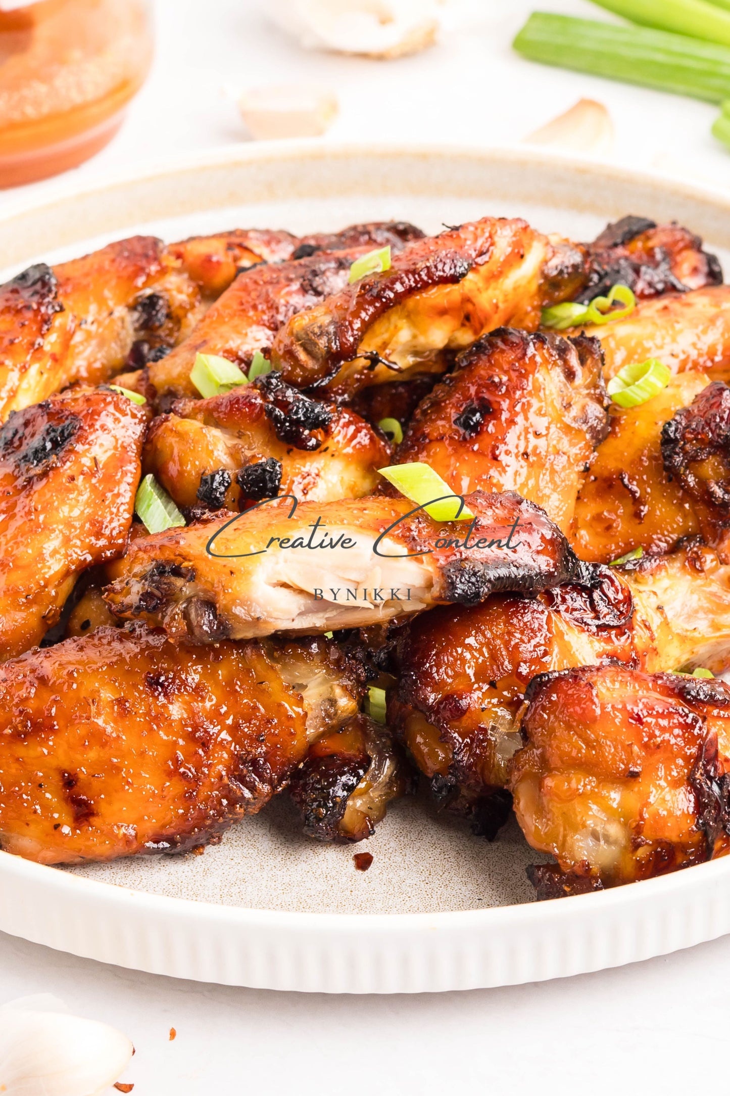 Honey Garlic Chicken Wings - Set 1 of 2 (green onions)