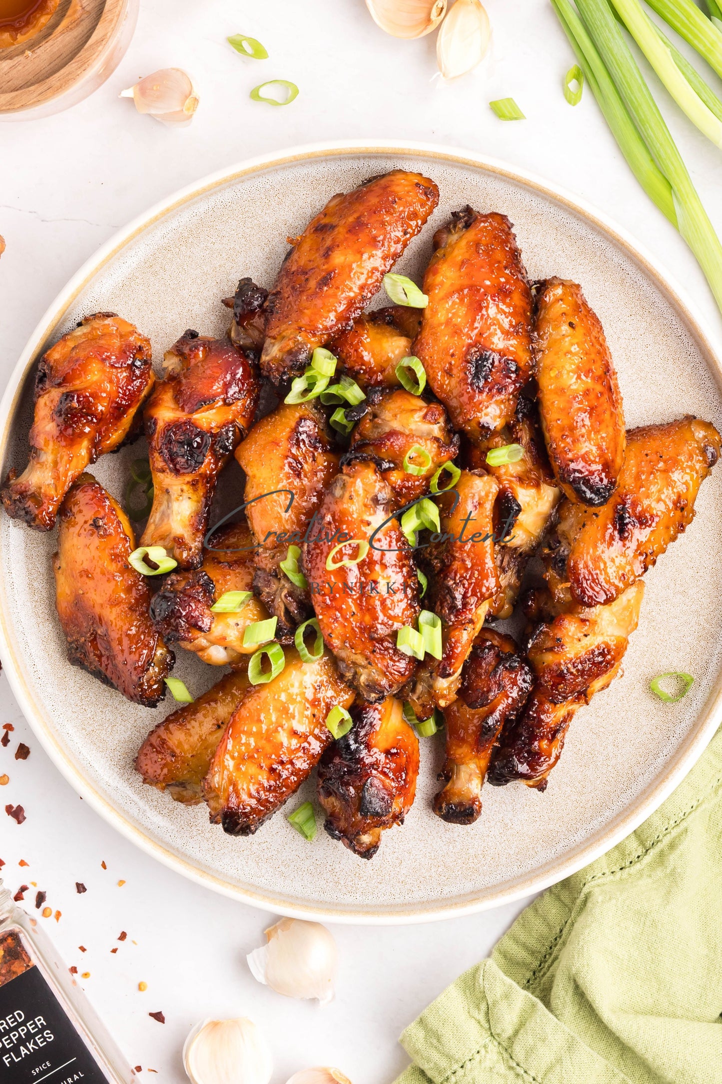 Honey Garlic Chicken Wings - Set 1 of 2 (green onions)