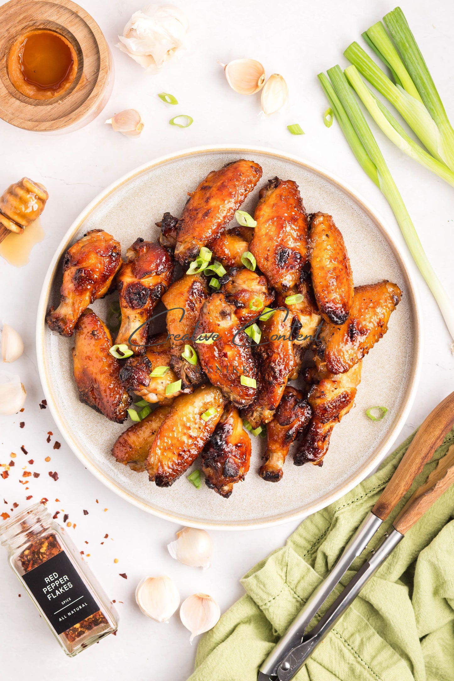Honey Garlic Chicken Wings - Set 1 of 2 (green onions)