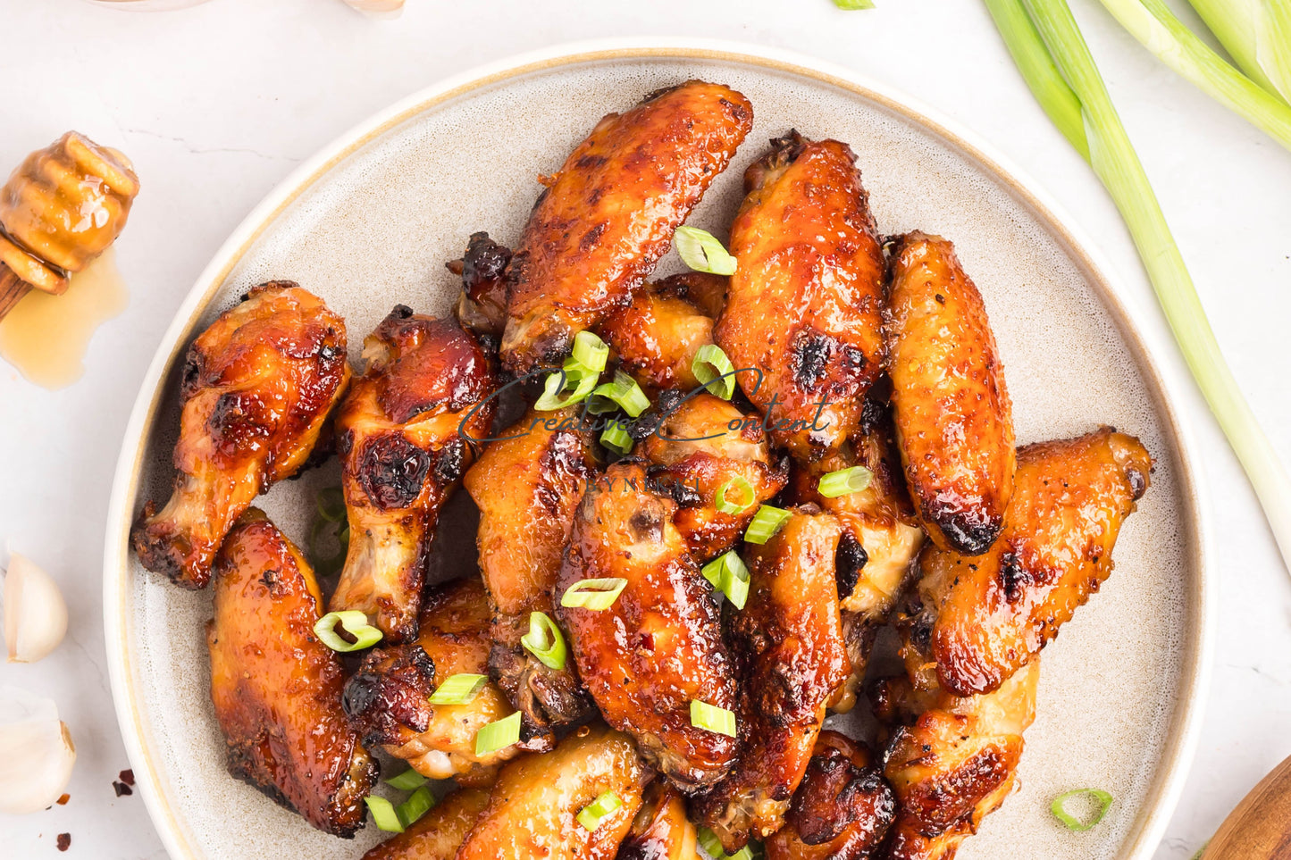 Honey Garlic Chicken Wings - Set 1 of 2 (green onions)