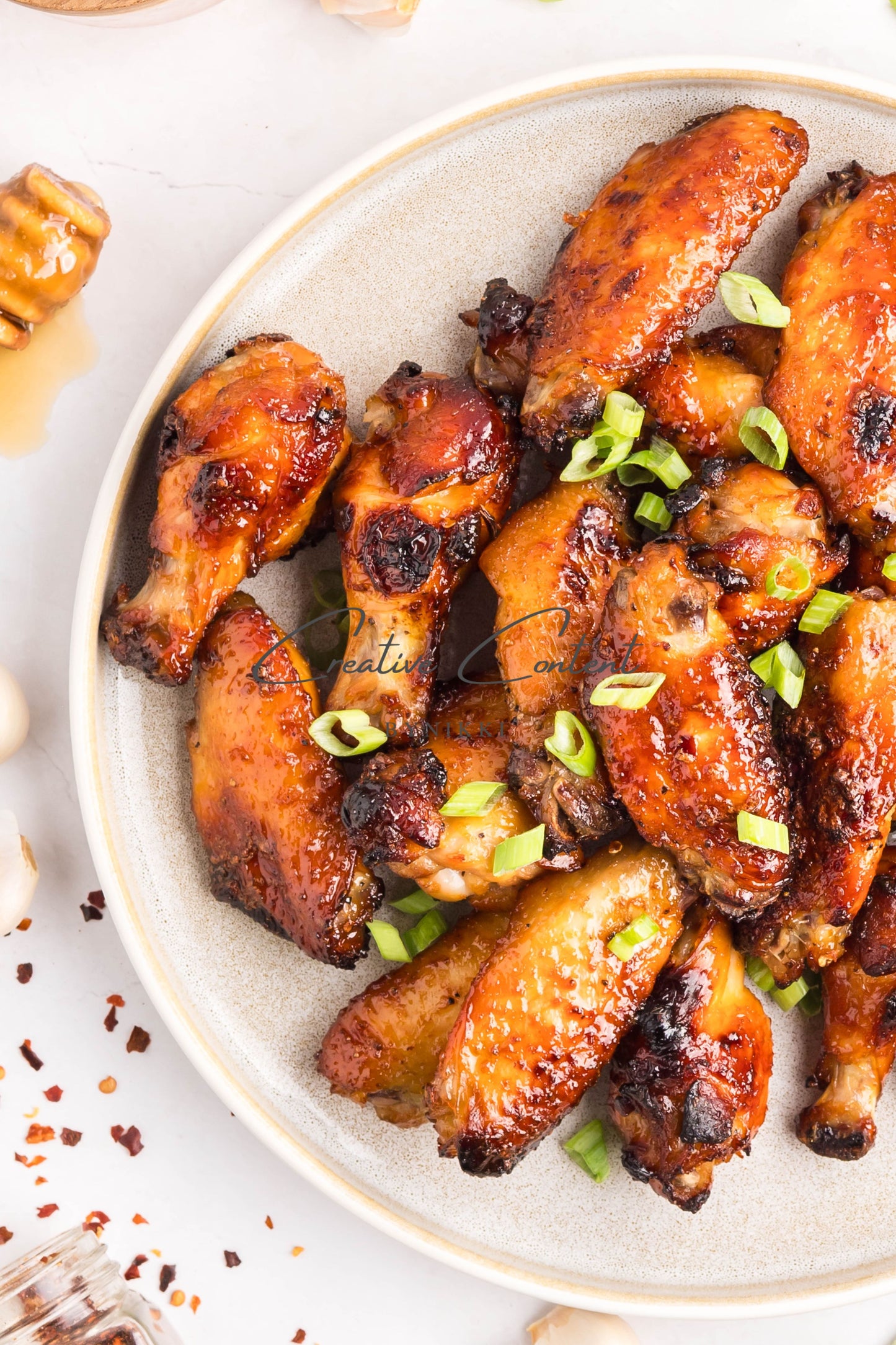 Honey Garlic Chicken Wings - Set 1 of 2 (green onions)