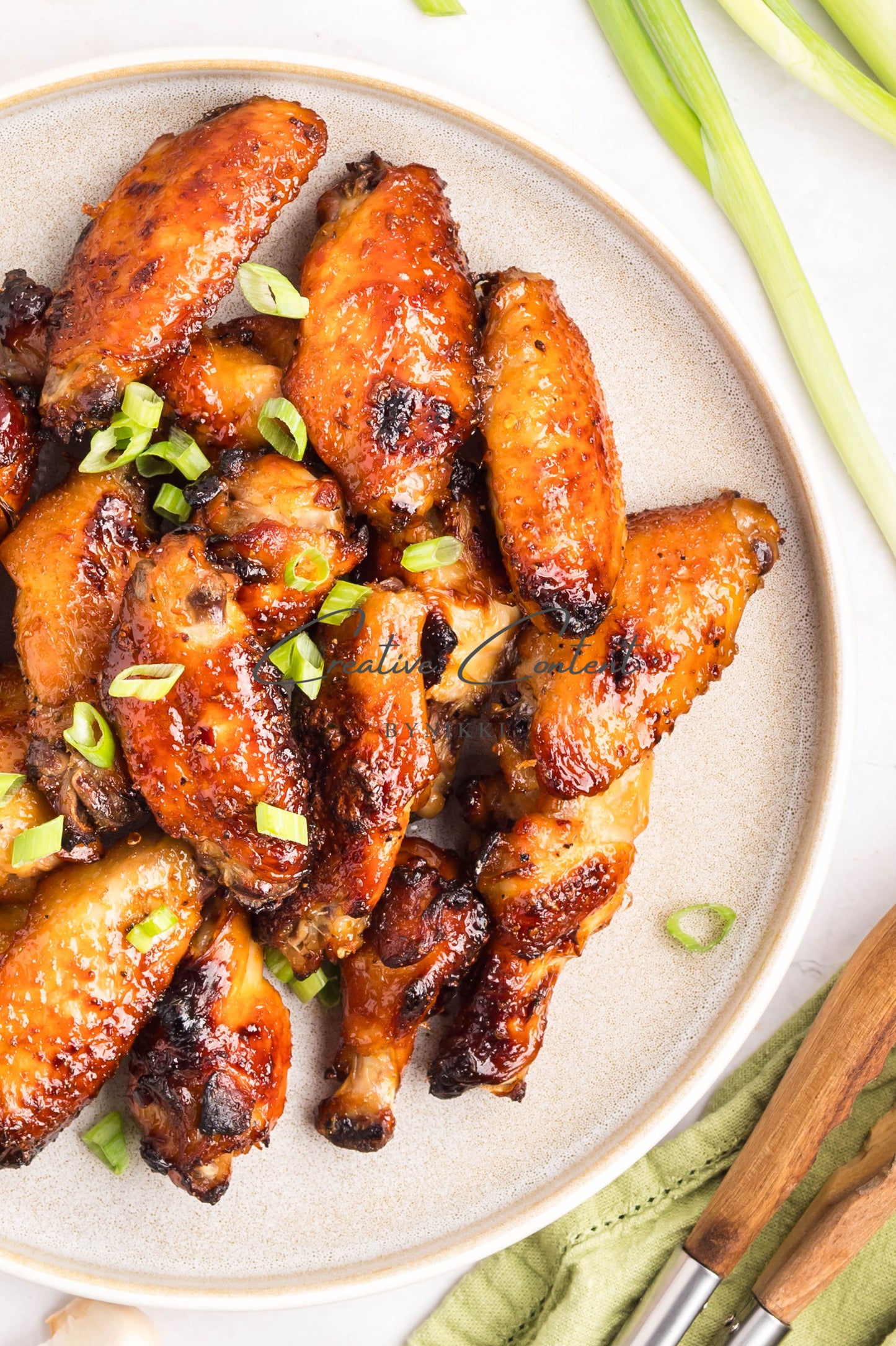 Honey Garlic Chicken Wings - Set 1 of 2 (green onions)
