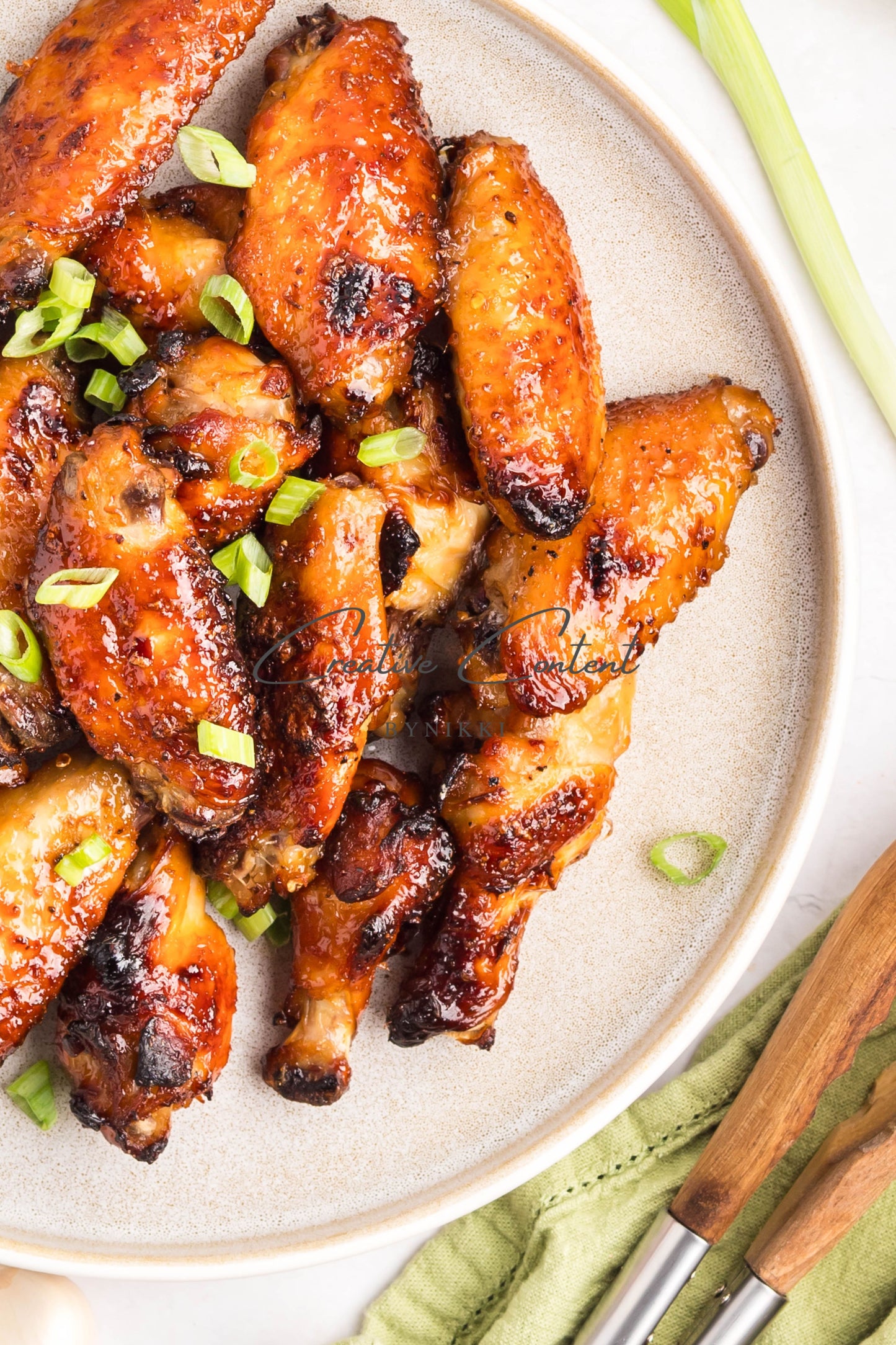 Honey Garlic Chicken Wings - Set 1 of 2 (green onions)