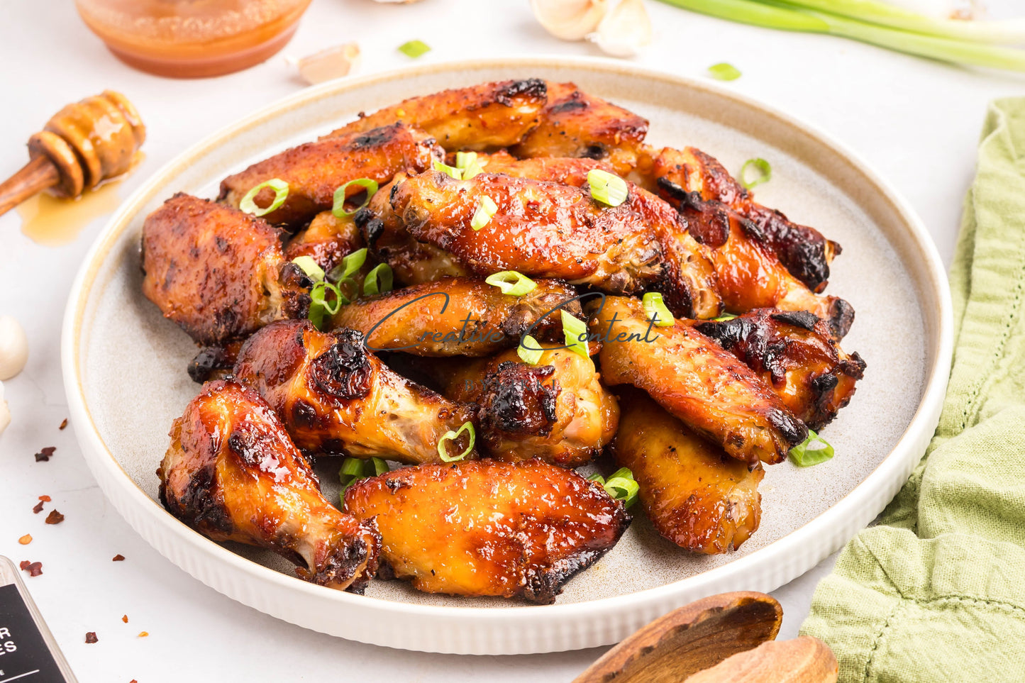 Honey Garlic Chicken Wings - Set 1 of 2 (green onions)