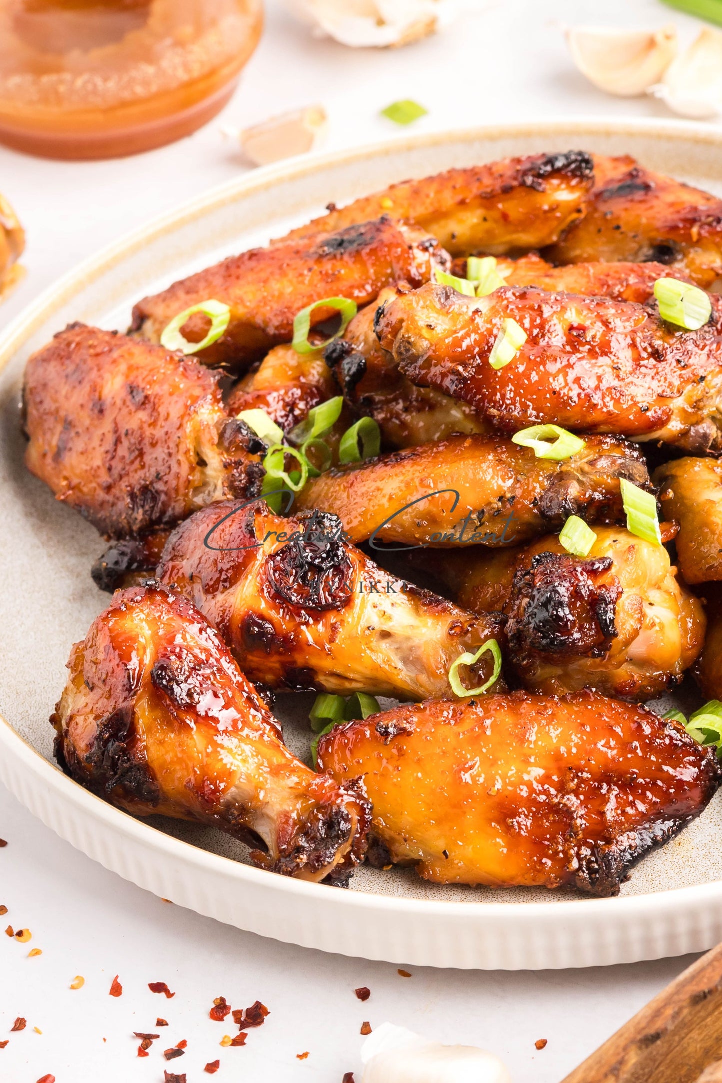 Honey Garlic Chicken Wings - Set 1 of 2 (green onions)