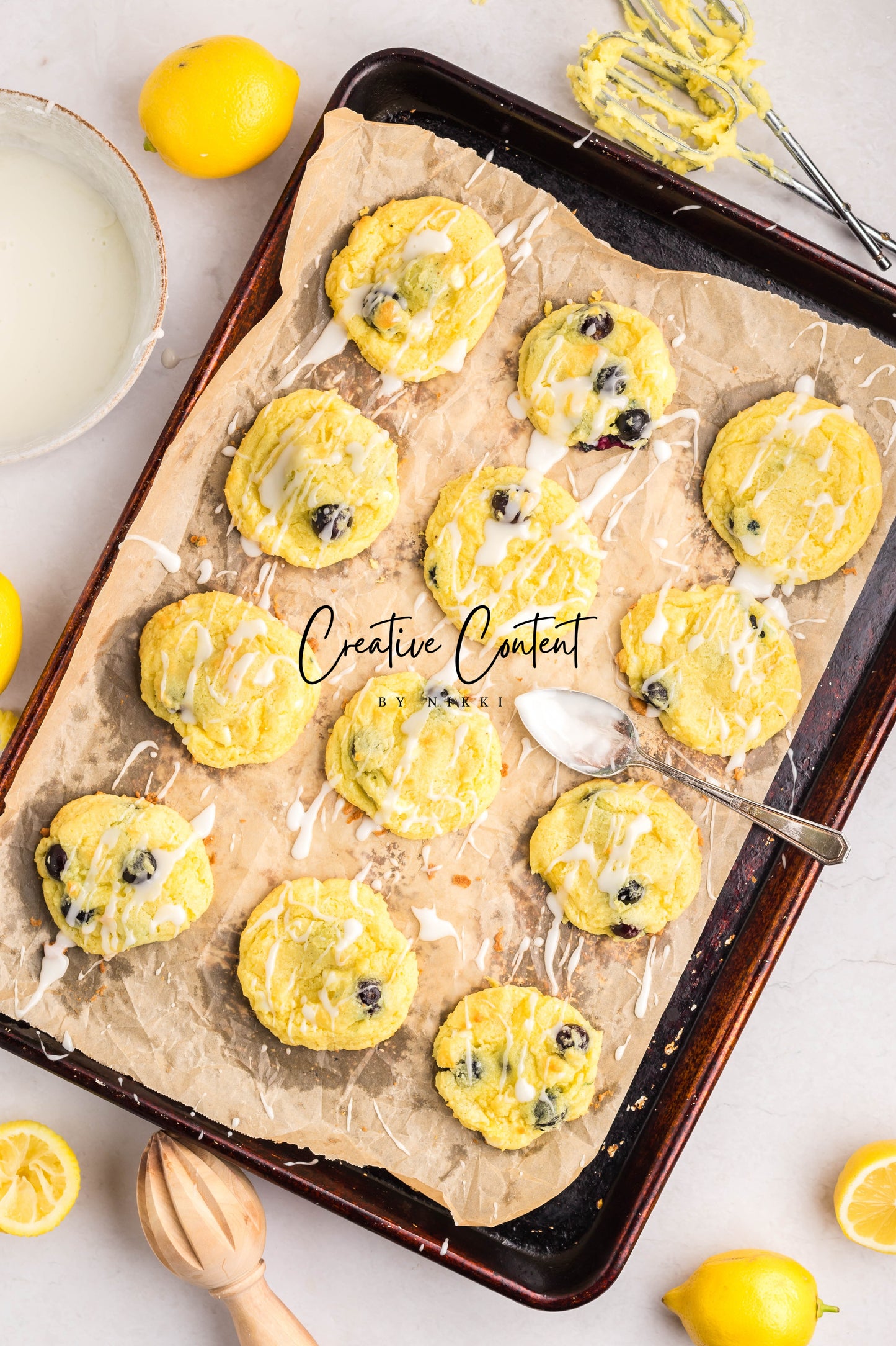 Lemon Blueberry Cake Cookies With A Lemon Glaze - Set 1 of 2
