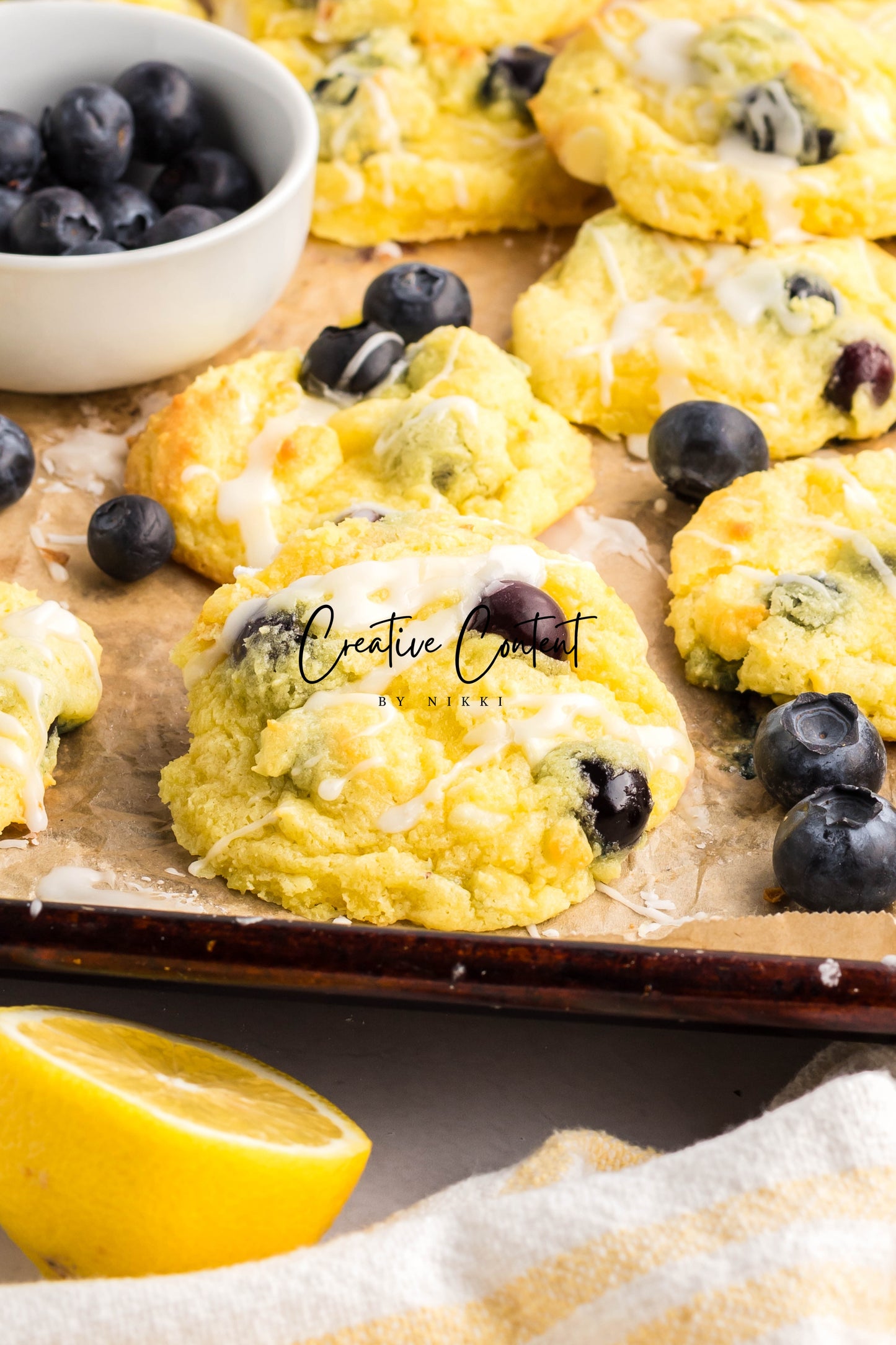 Lemon Blueberry Cake Cookies With A Lemon Glaze - Set 1 of 2
