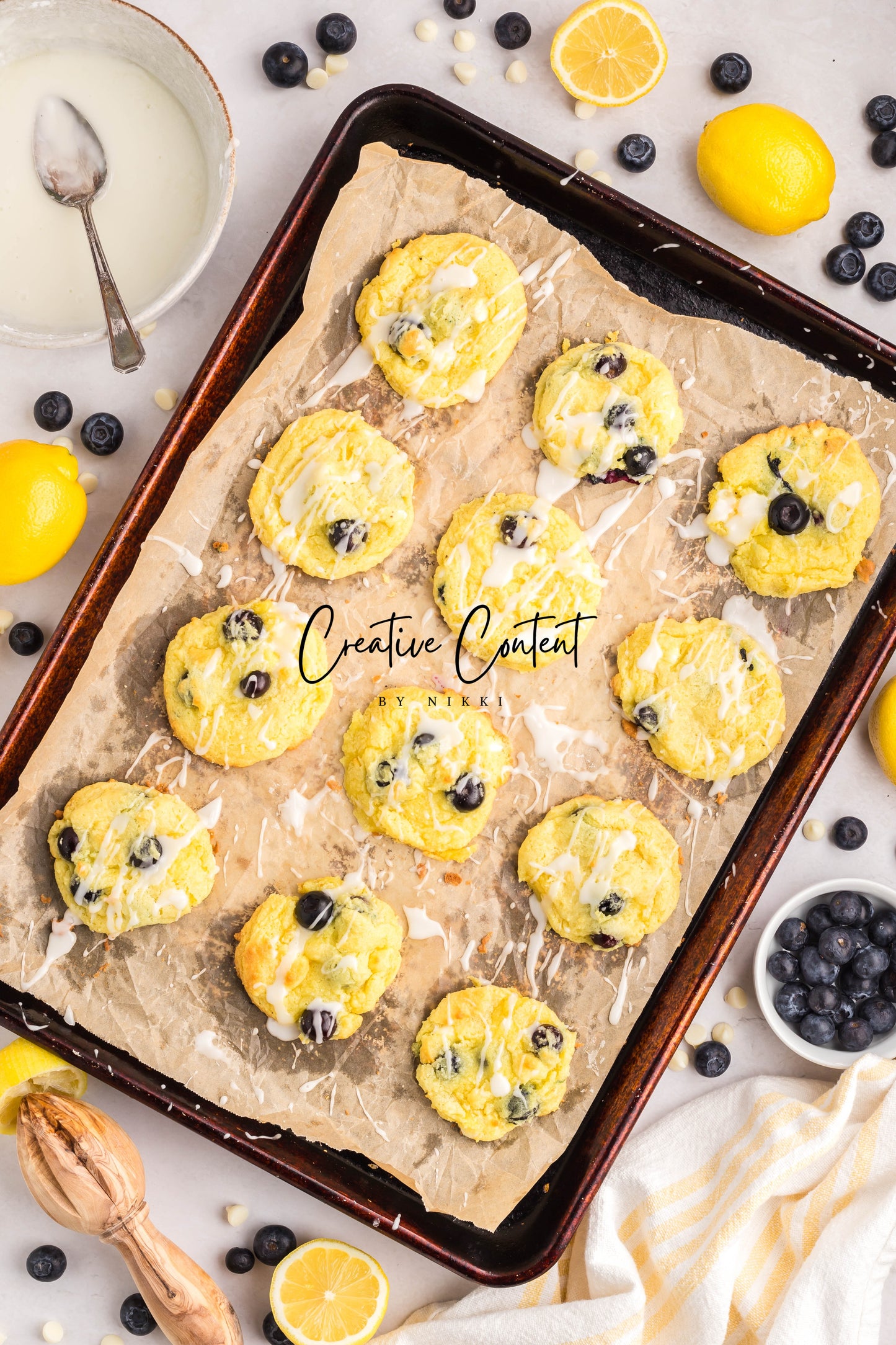 Lemon Blueberry Cake Cookies With A Lemon Glaze -  Set 1 of 2