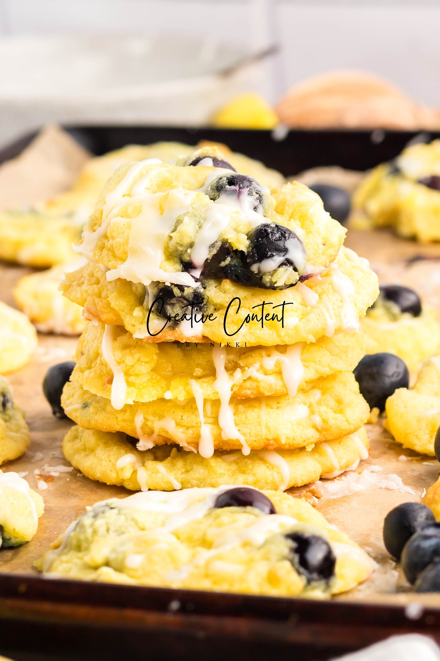 Lemon Blueberry Cake Cookies With A Lemon Glaze - Set 1 of 2