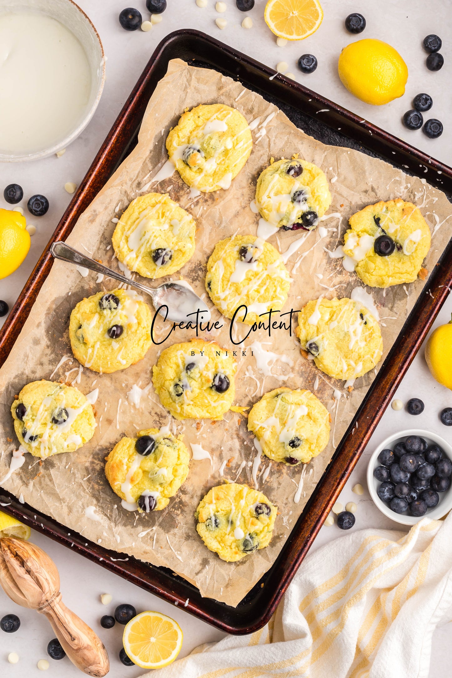 Lemon Blueberry Cake Cookies With A Lemon Glaze - Set 1 of 2