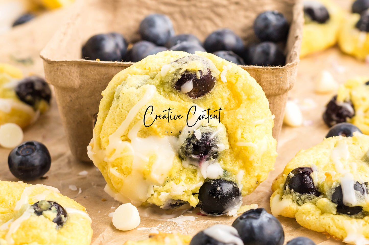 Lemon Blueberry Cake Cookies With A Lemon Glaze - Set 2 of 2