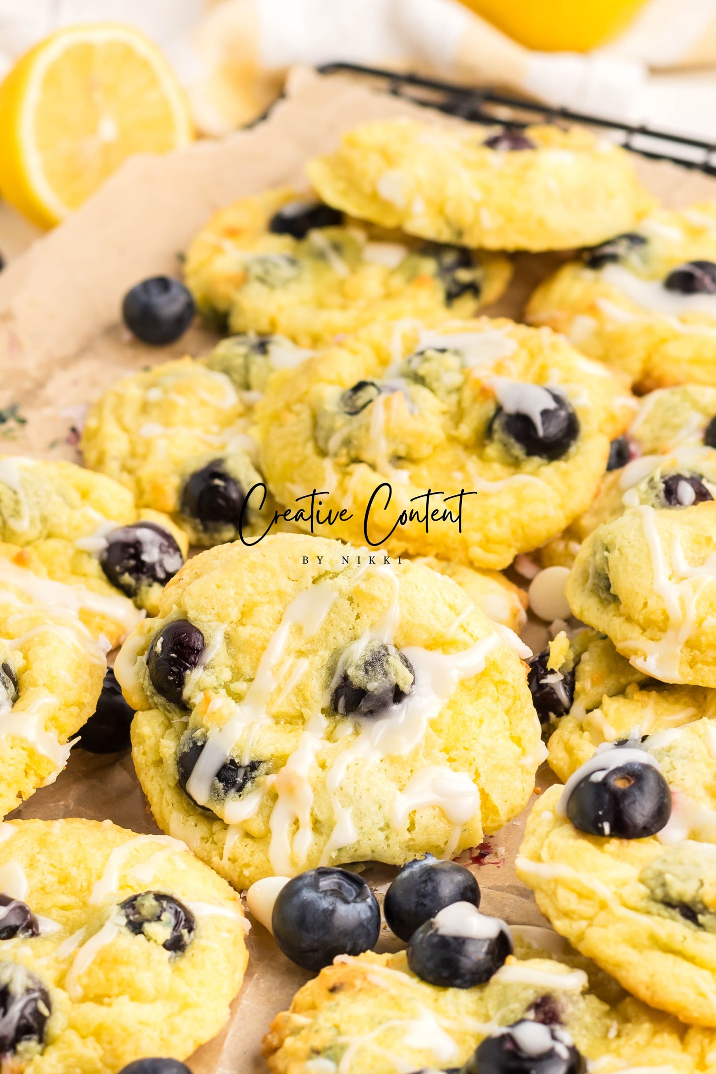 Lemon Blueberry Cake Cookies With A Lemon Glaze - Set 2 of 2