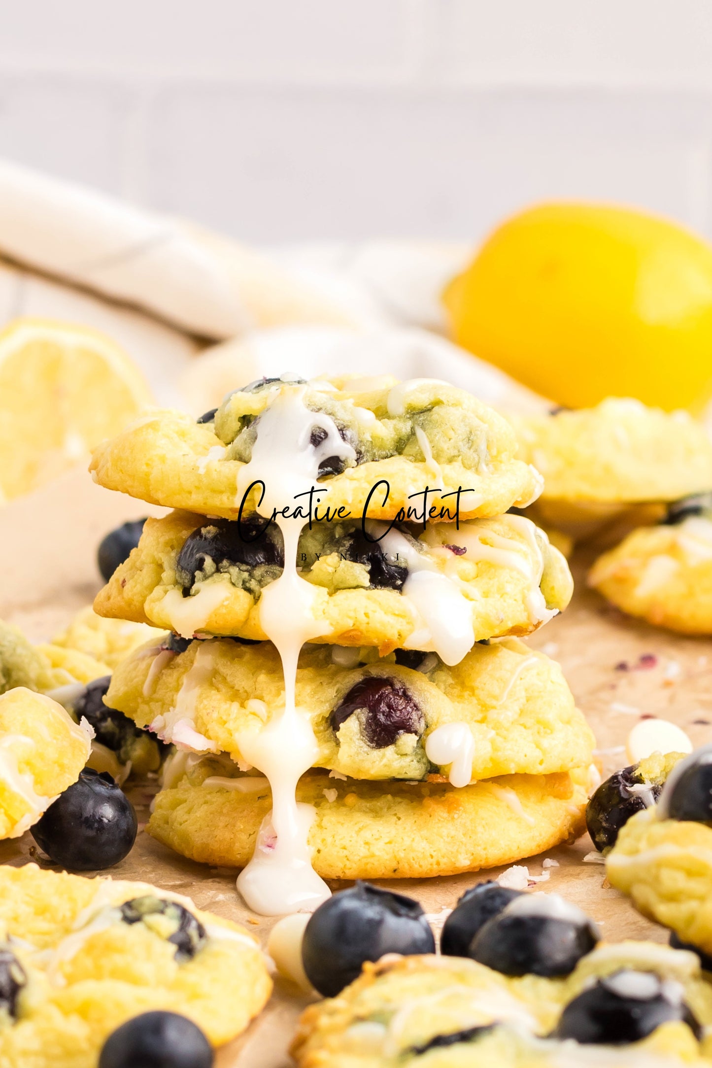 Lemon Blueberry Cake Cookies With A Lemon Glaze - Set 2 of 2