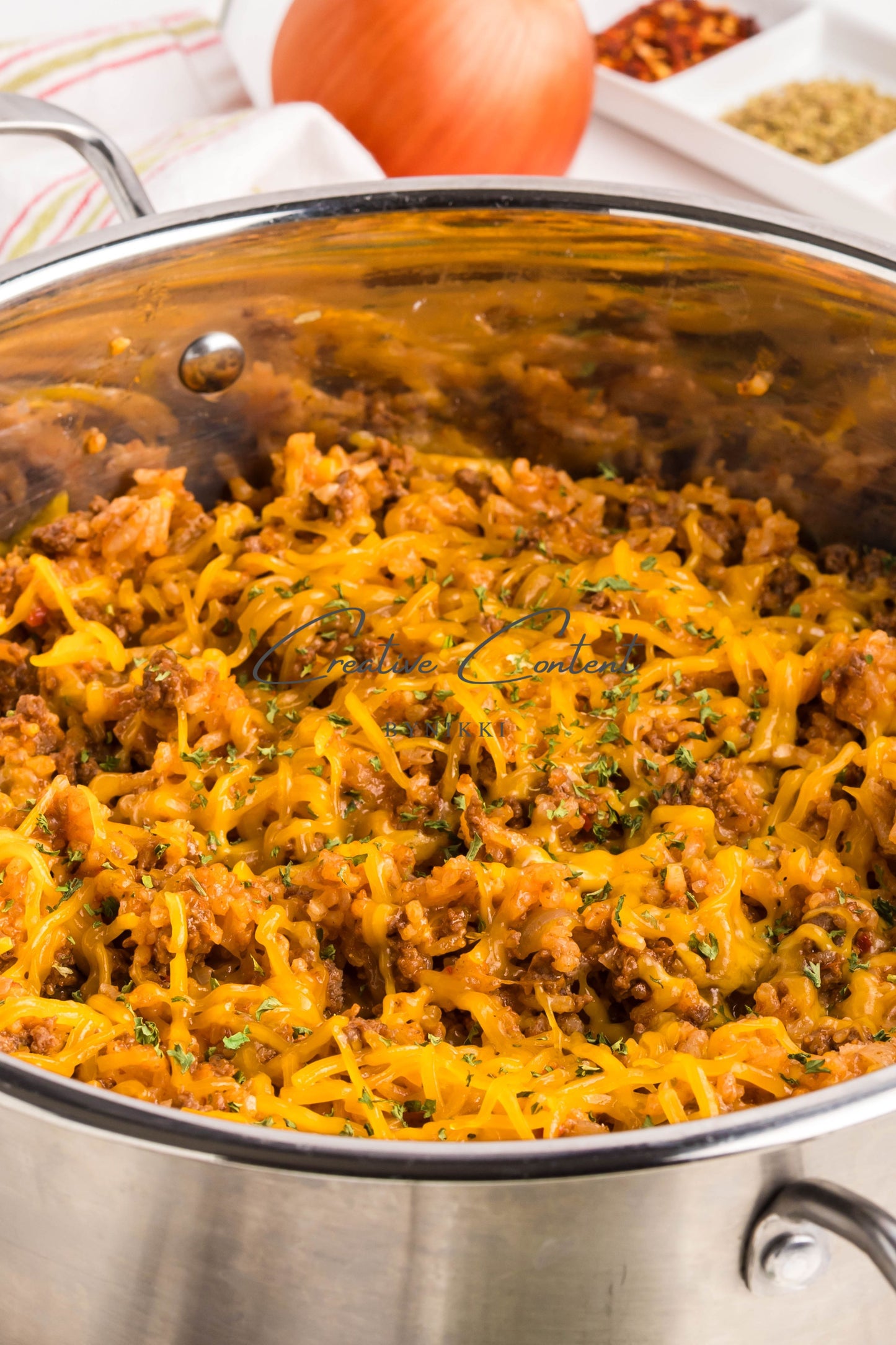 One Pan Cheeseburger Rice  -  Exclusive