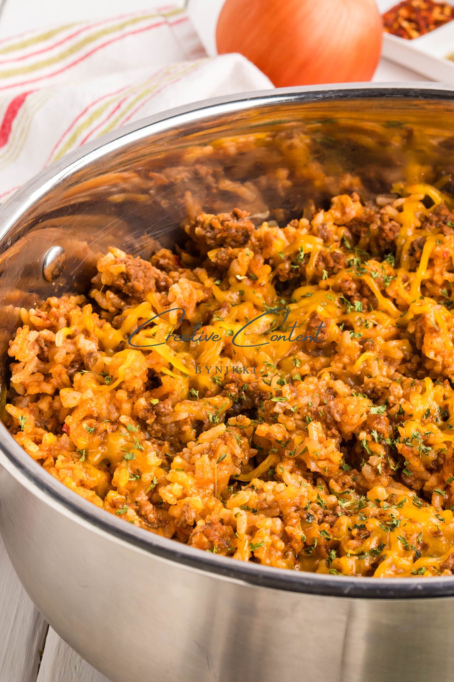 One Pan Cheeseburger Rice  -  Exclusive