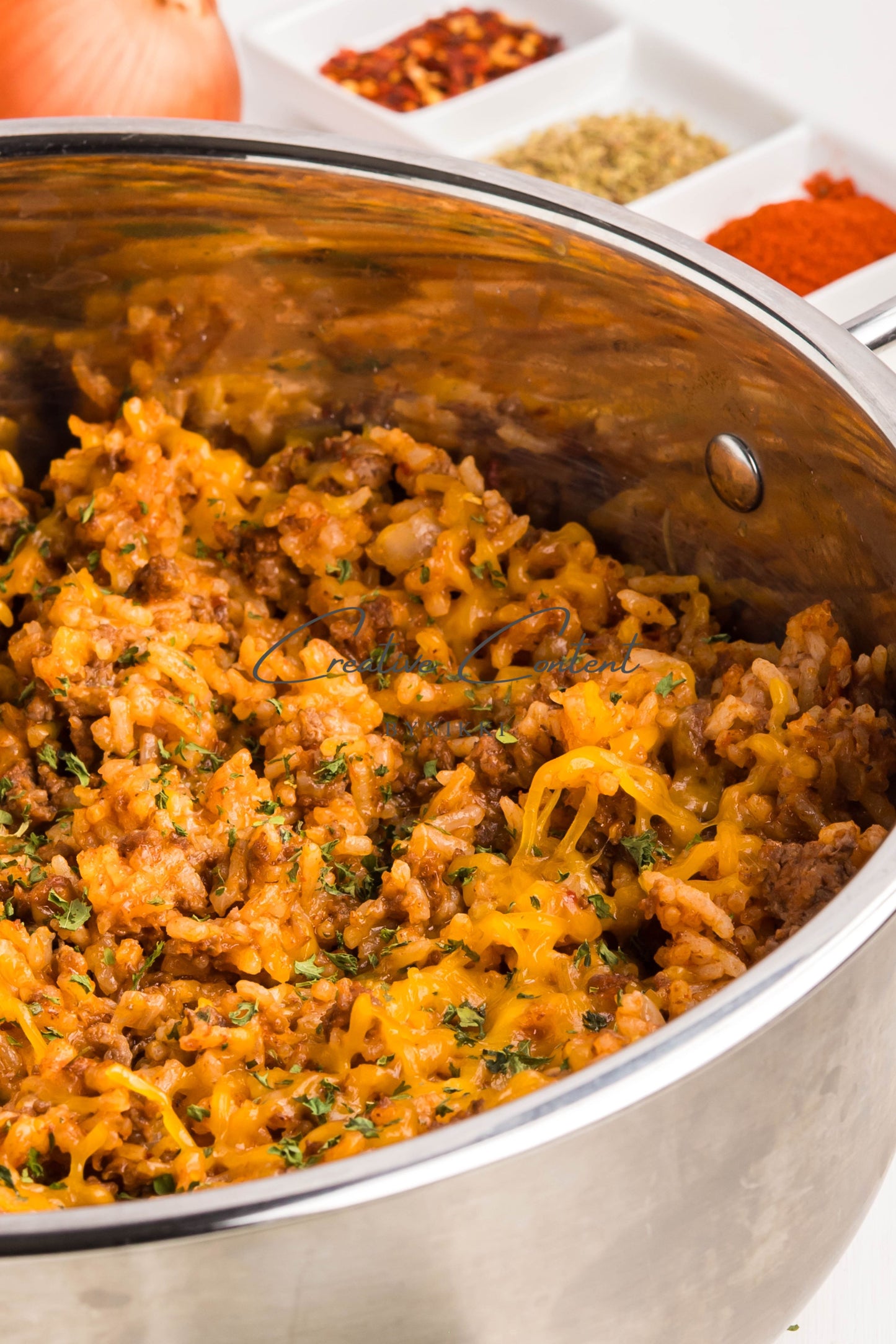 One Pan Cheeseburger Rice  -  Exclusive