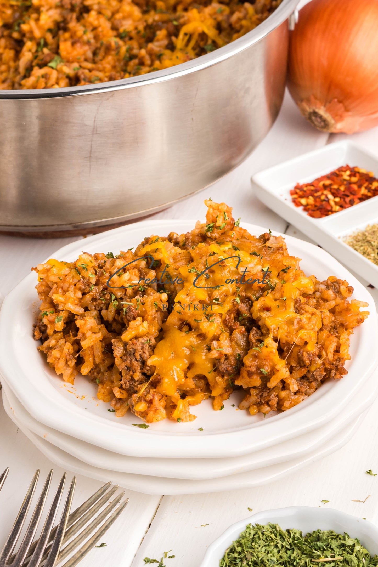 One Pan Cheeseburger Rice  -  Exclusive