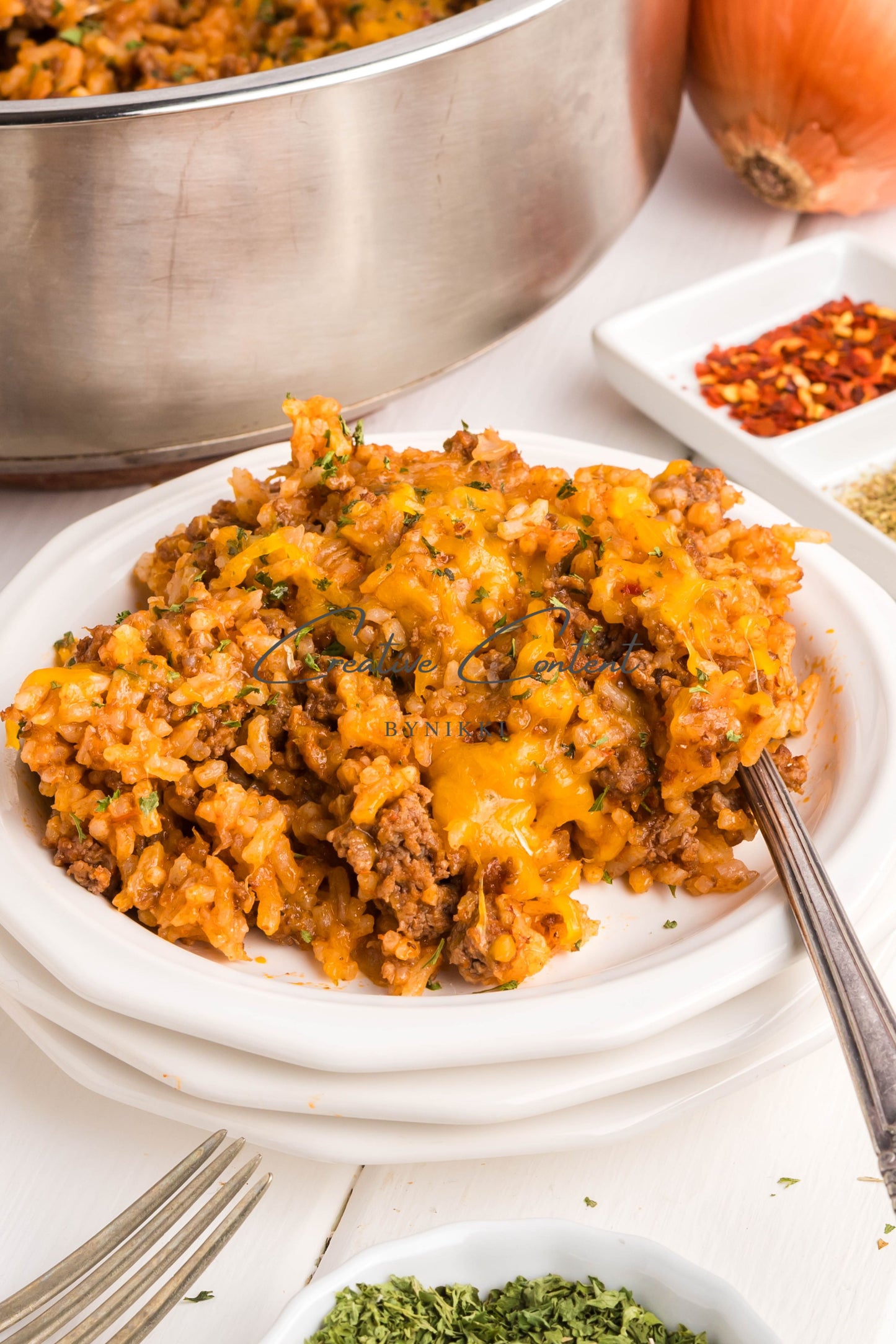 One Pan Cheeseburger Rice  -  Exclusive