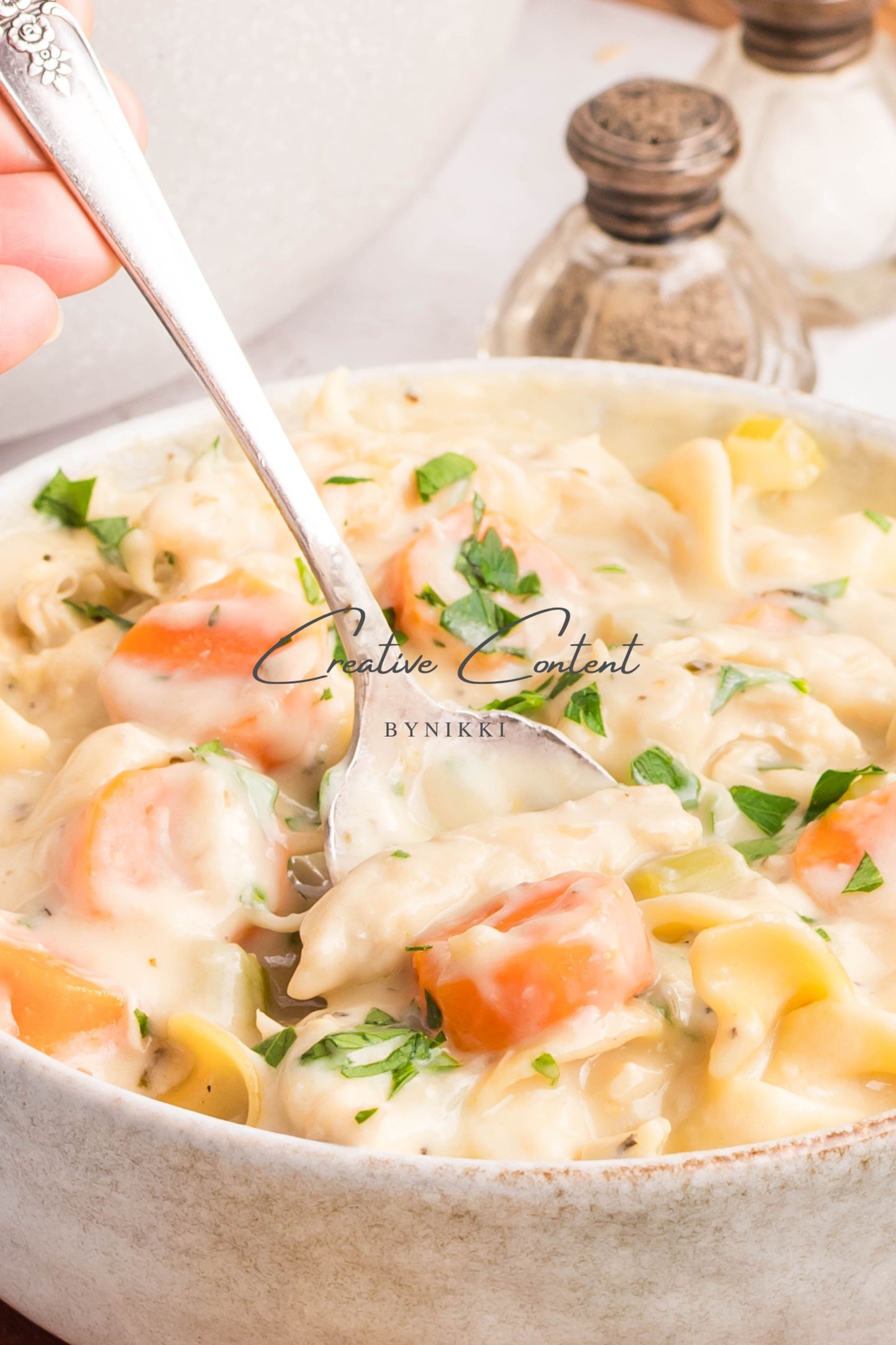 One Pot Creamy Chicken Noodle Soup   -  Exclusive