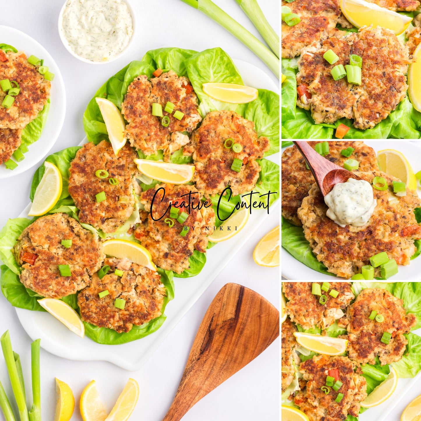 Salmon Cakes With Canned Salmon + Tarter Sauce - Set 1 of 2