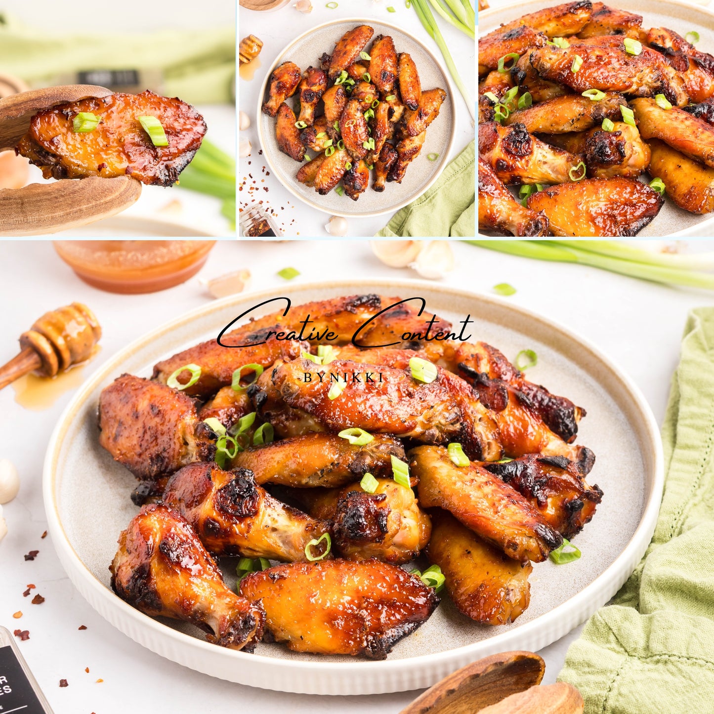 Honey Garlic Chicken Wings - Set 1 of 2 (green onions)
