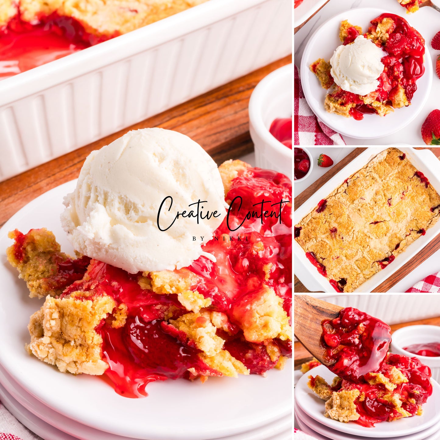 3 Ingredient Strawberry Dump Cake- Set 1 of 2