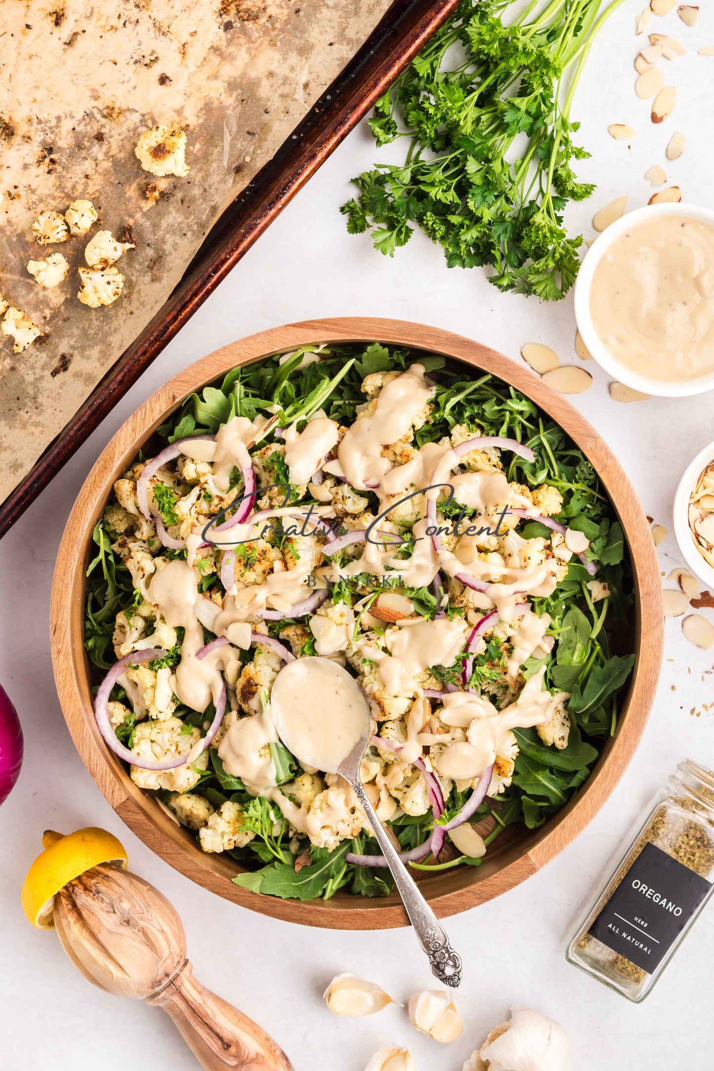 Roasted Cauliflower Salad with Lemon Tahini Dressing - Set 1 of 2