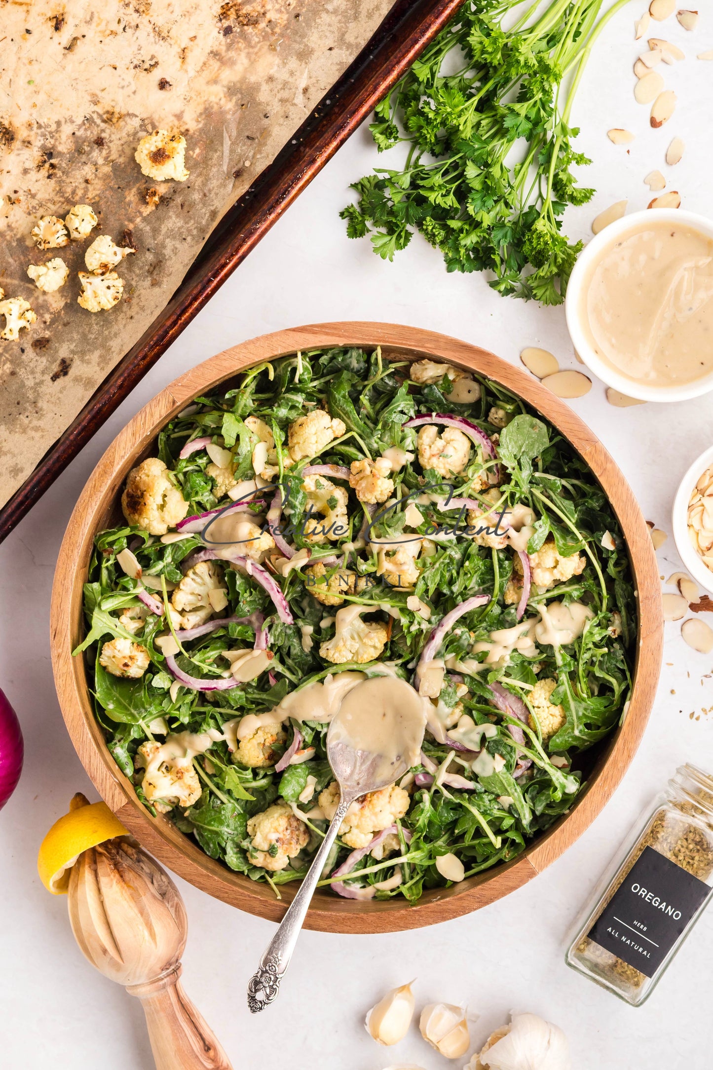 Roasted Cauliflower Salad with Lemon Tahini Dressing - Set 1 of 2
