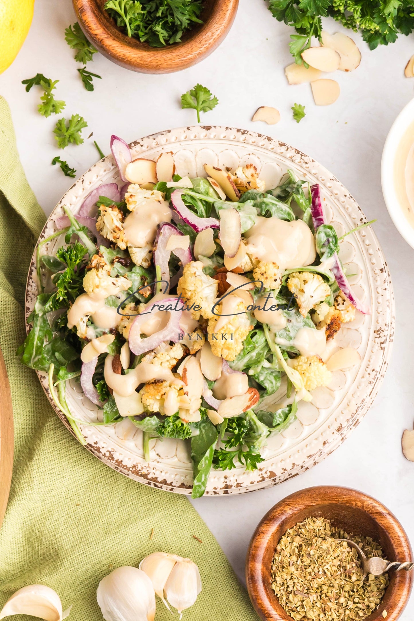Roasted Cauliflower Salad with Lemon Tahini Dressing - Set 1 of 2