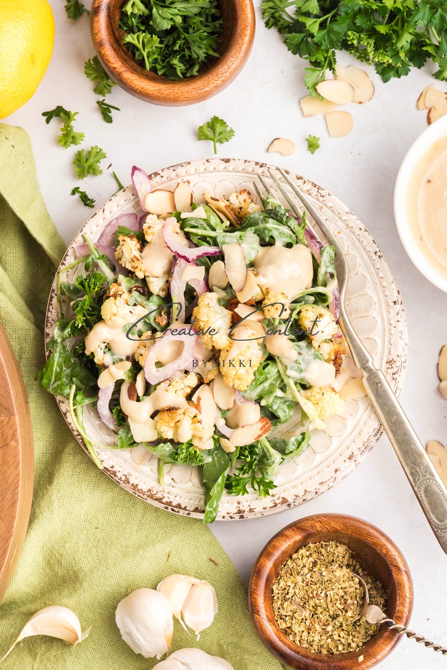 Roasted Cauliflower Salad with Lemon Tahini Dressing - Set 1 of 2