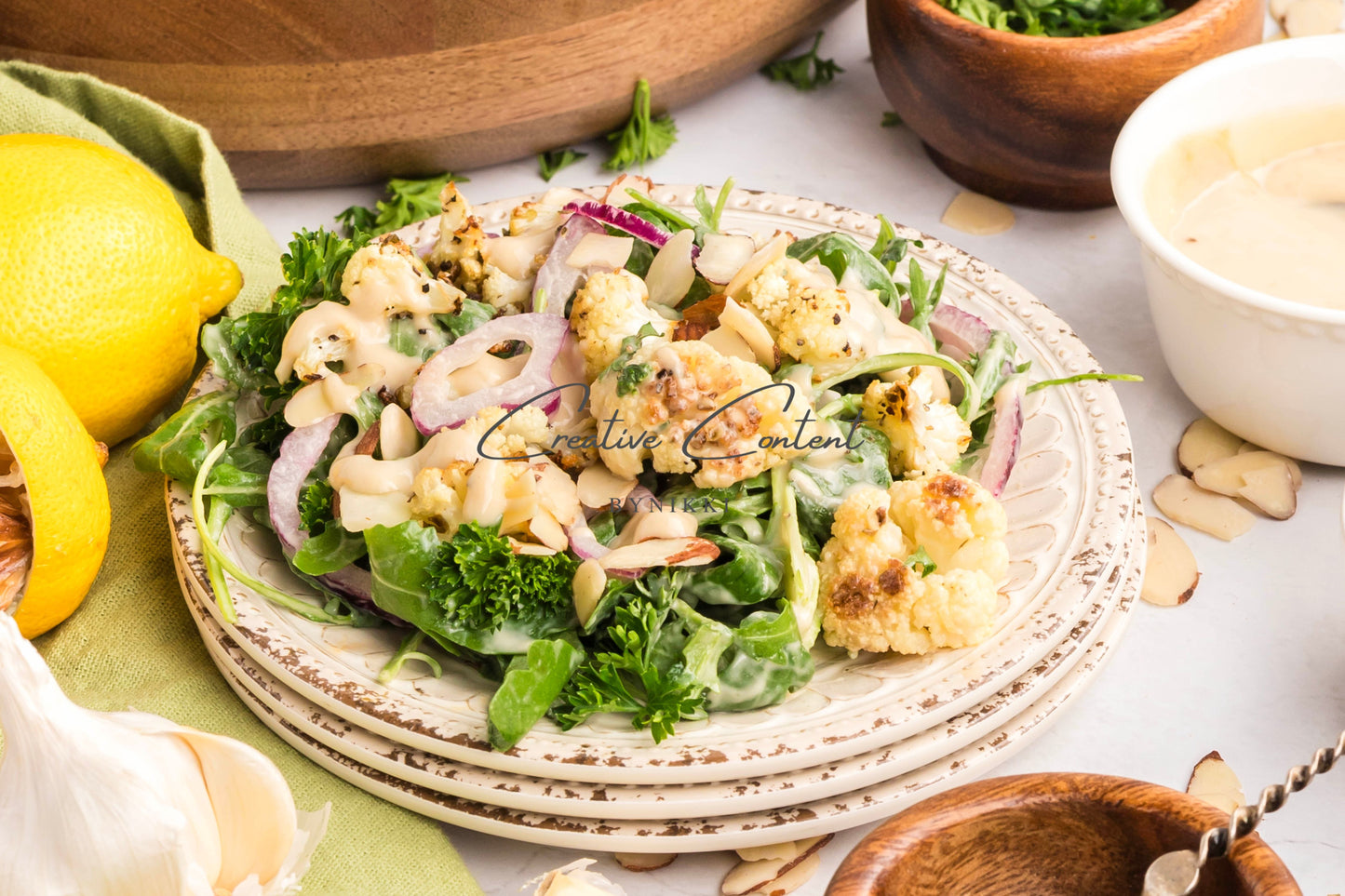 Roasted Cauliflower Salad with Lemon Tahini Dressing - Set 1 of 2