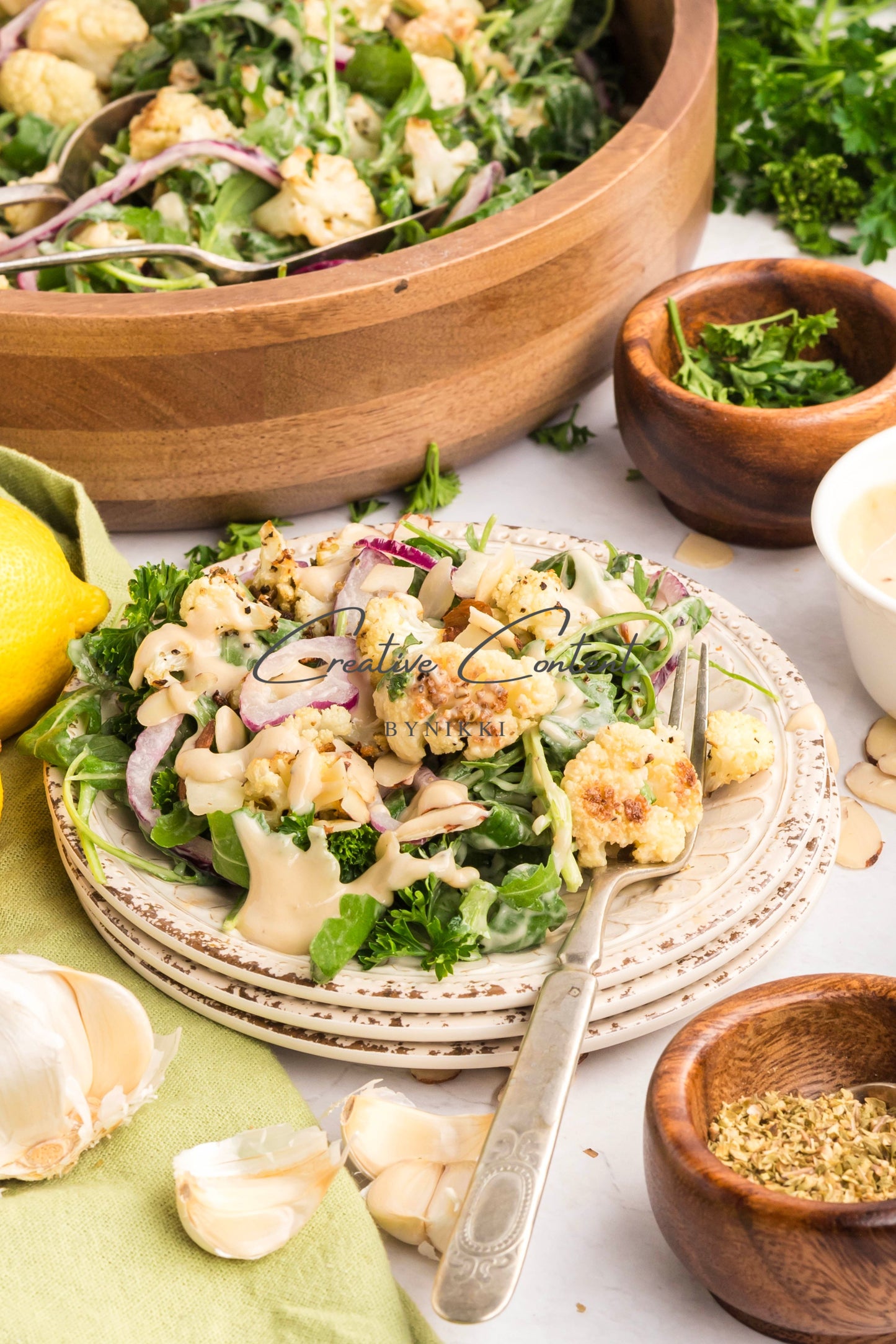 Roasted Cauliflower Salad with Lemon Tahini Dressing - Set 1 of 2