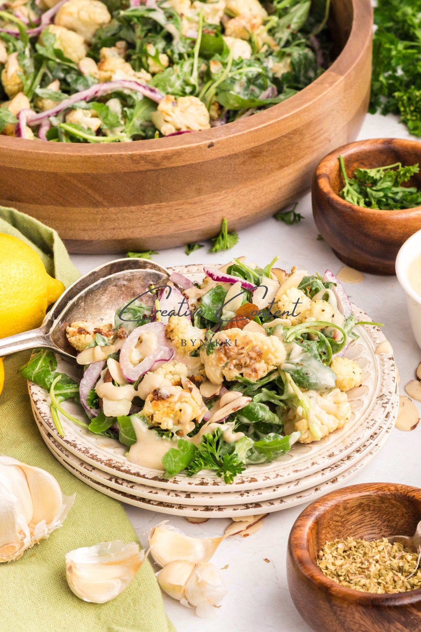 Roasted Cauliflower Salad with Lemon Tahini Dressing - Set 1 of 2