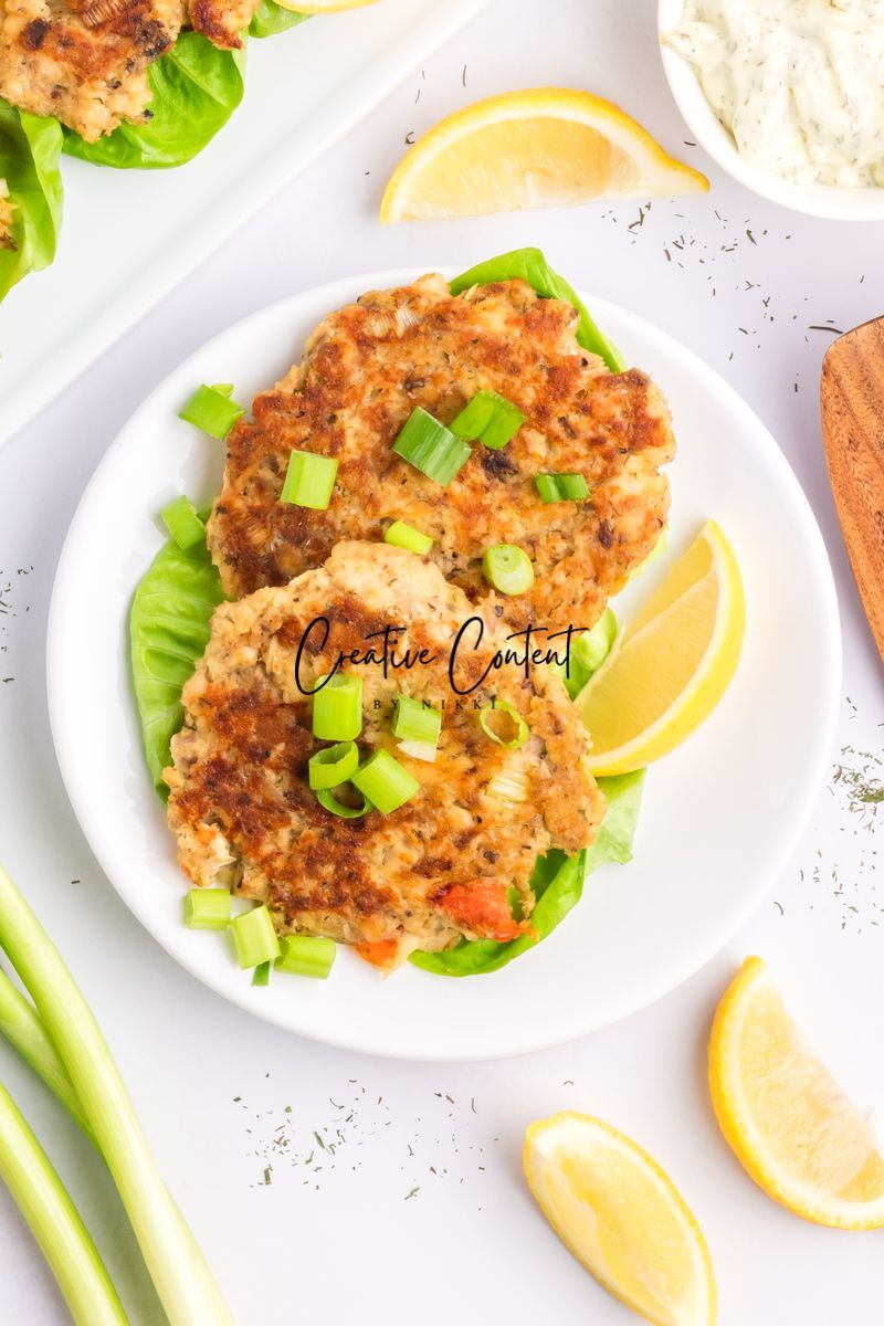 Salmon Cakes With Canned Salmon + Tarter Sauce - Set 1 of 2